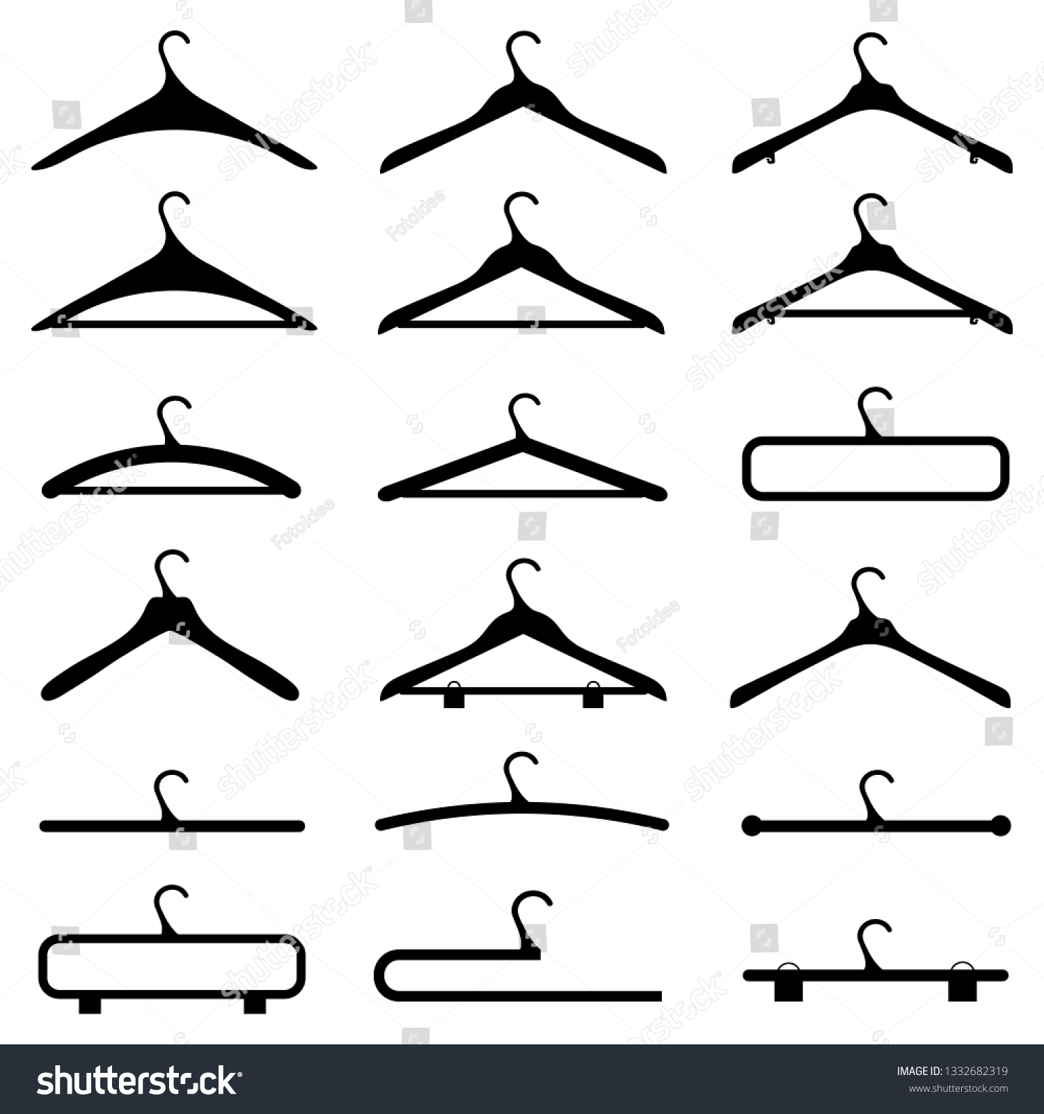 Hanger Silhouette Set Black Vector Illustration Stock Vector (Royalty ...