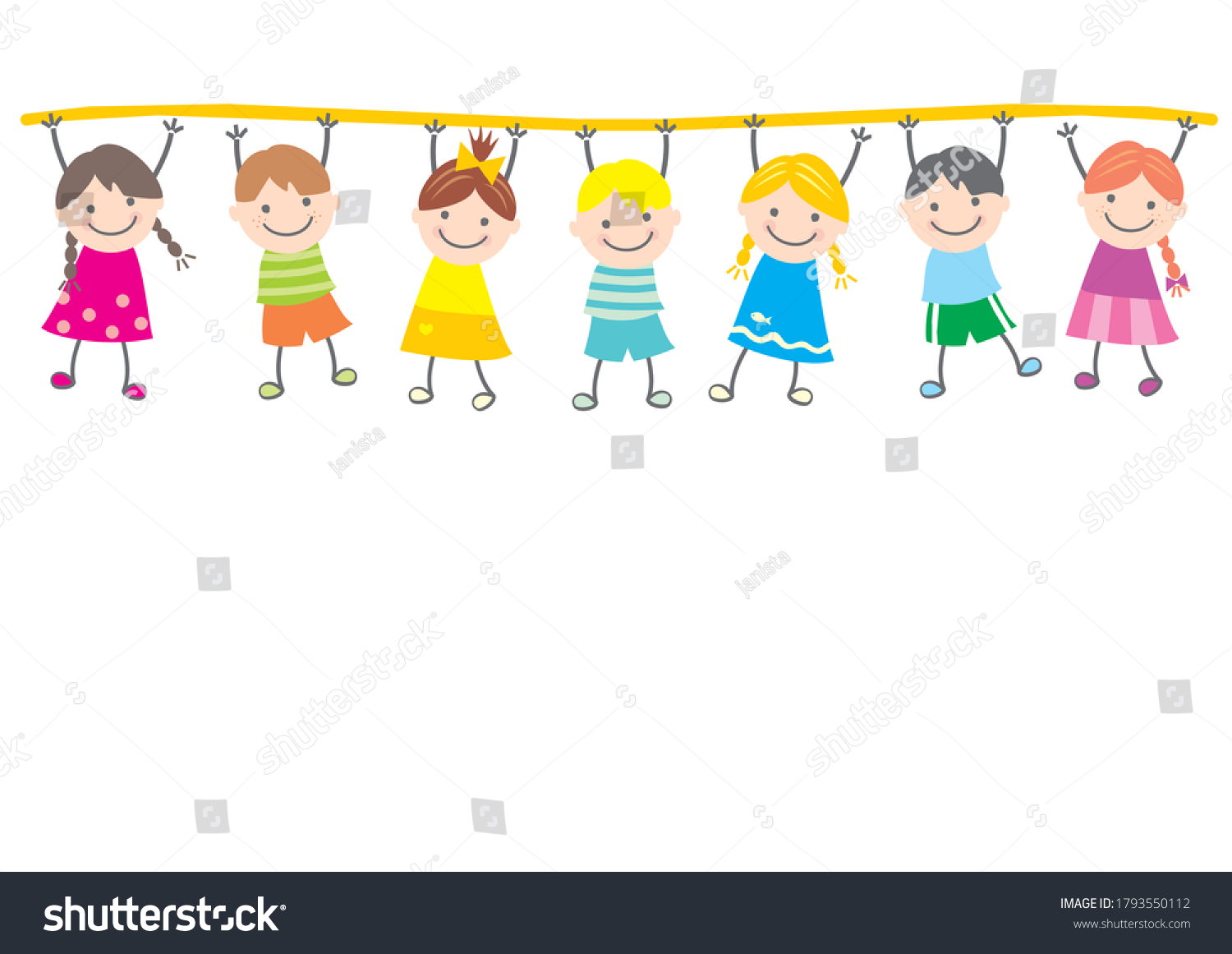 Hanging Smiling Kids Conceptual Color Vector Stock Vector (Royalty Free ...