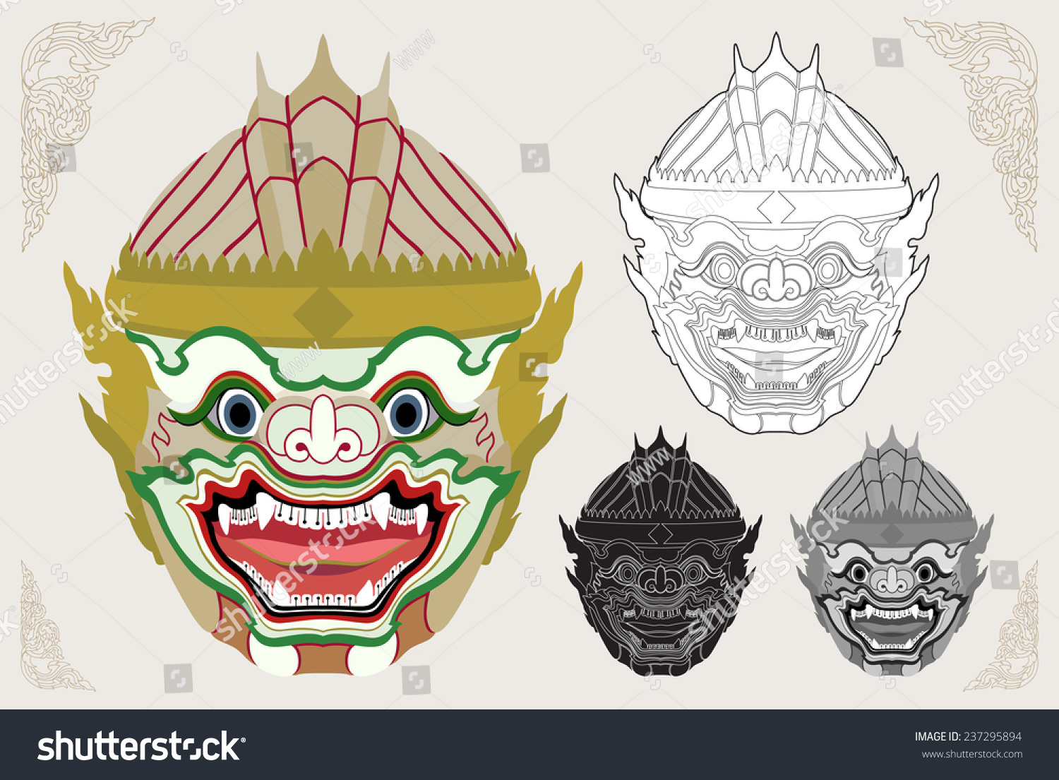 Hanuman Head Vector Illustration Stock Vector (Royalty Free) 237295894