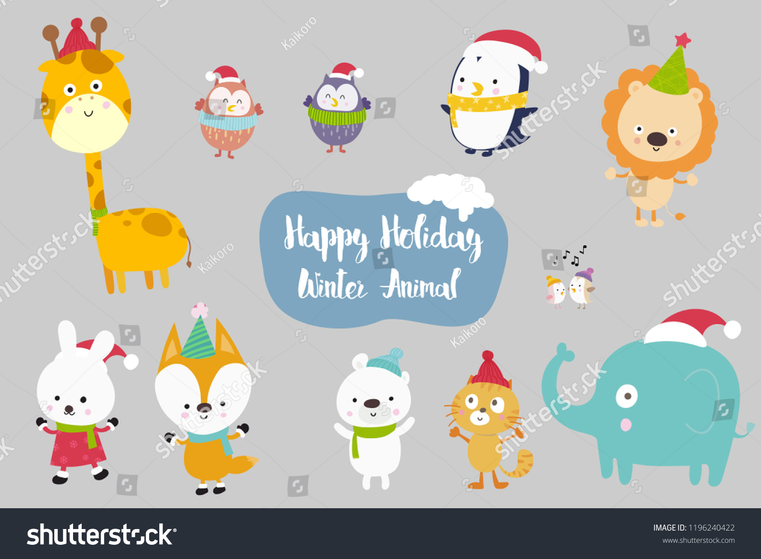 Happiness Animal Cartoon Set Vector Illustration Stock Vector (royalty 