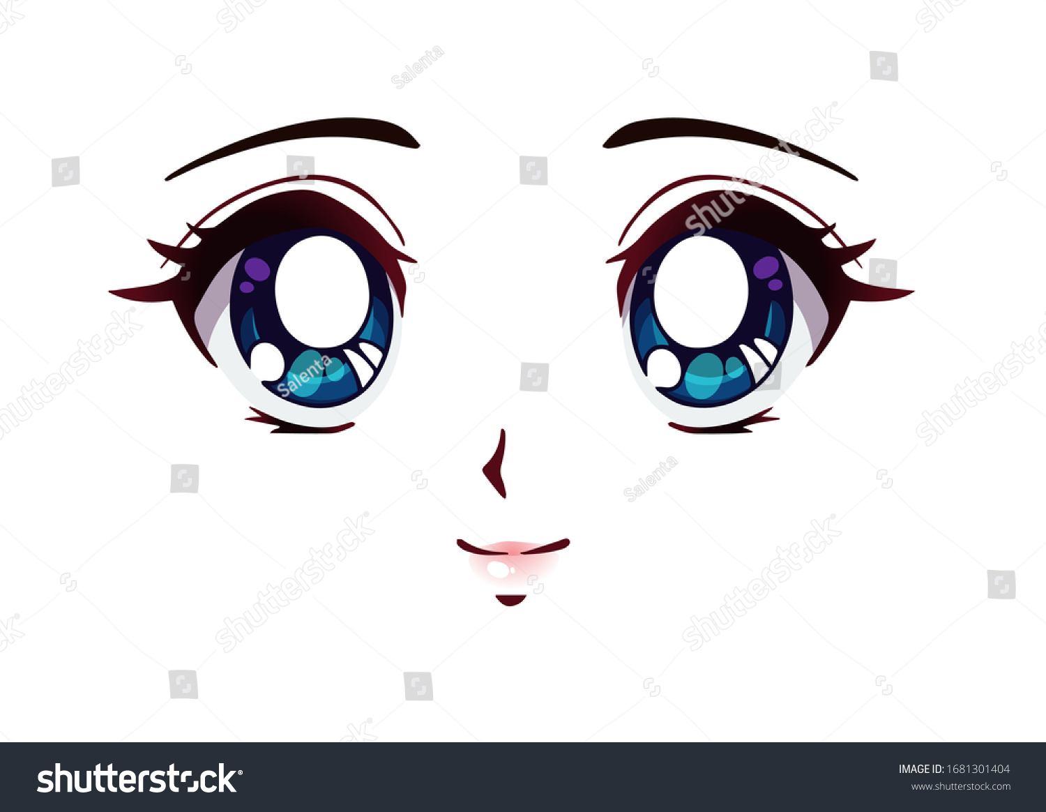 happy anime face manga style big stock vector royalty free 1681301404 https www shutterstock com image vector happy anime face manga style big 1681301404