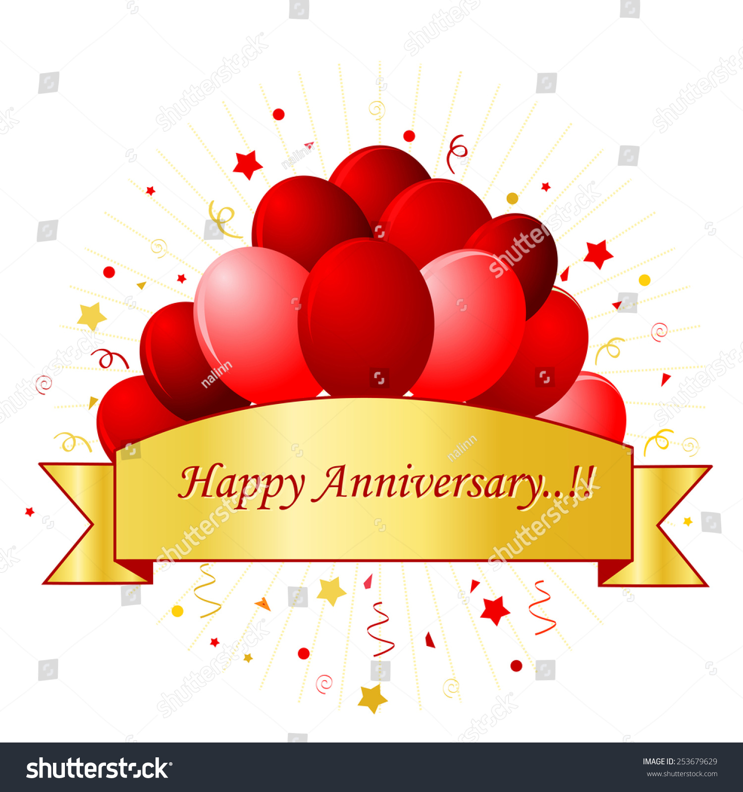 happy anniversary card red letters beautiful stock vector