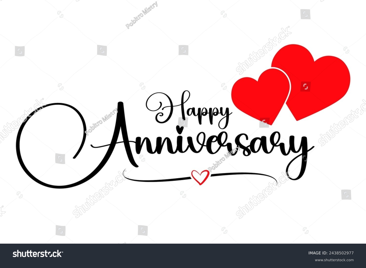 SVG of Happy Anniversary lettering text wedding wish with red love vector illustration. svg