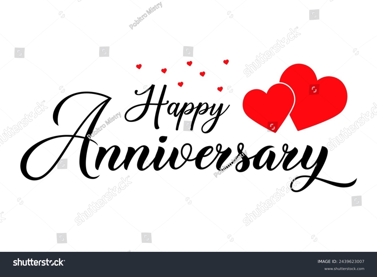 SVG of Happy Anniversary lettering text wedding wish with red love vector illustration. svg