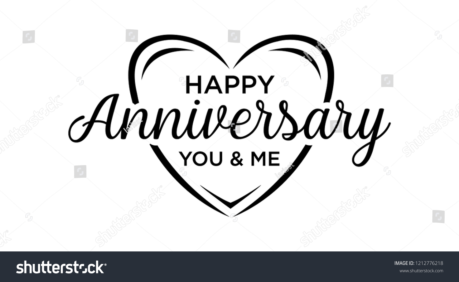 Happy Anniversary Typographt Banner Black Color Stock Vector