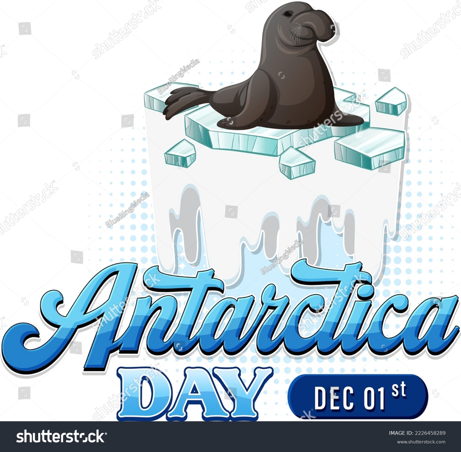 SVG of Happy Antarctica day poster design illustration svg