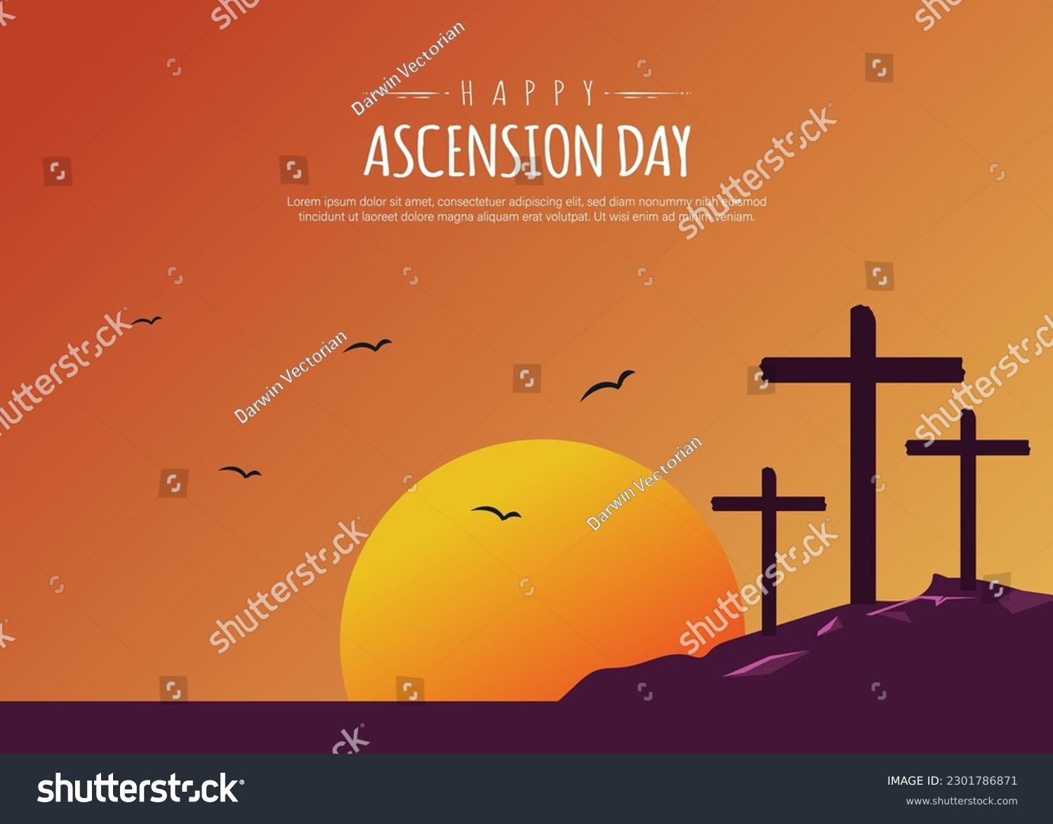 SVG of Happy Ascension Day Design with Jesus Christ in Heaven Vector Illustration.  Illustration of resurrection Jesus Christ. Sacrifice of Messiah for humanity redemption.  svg