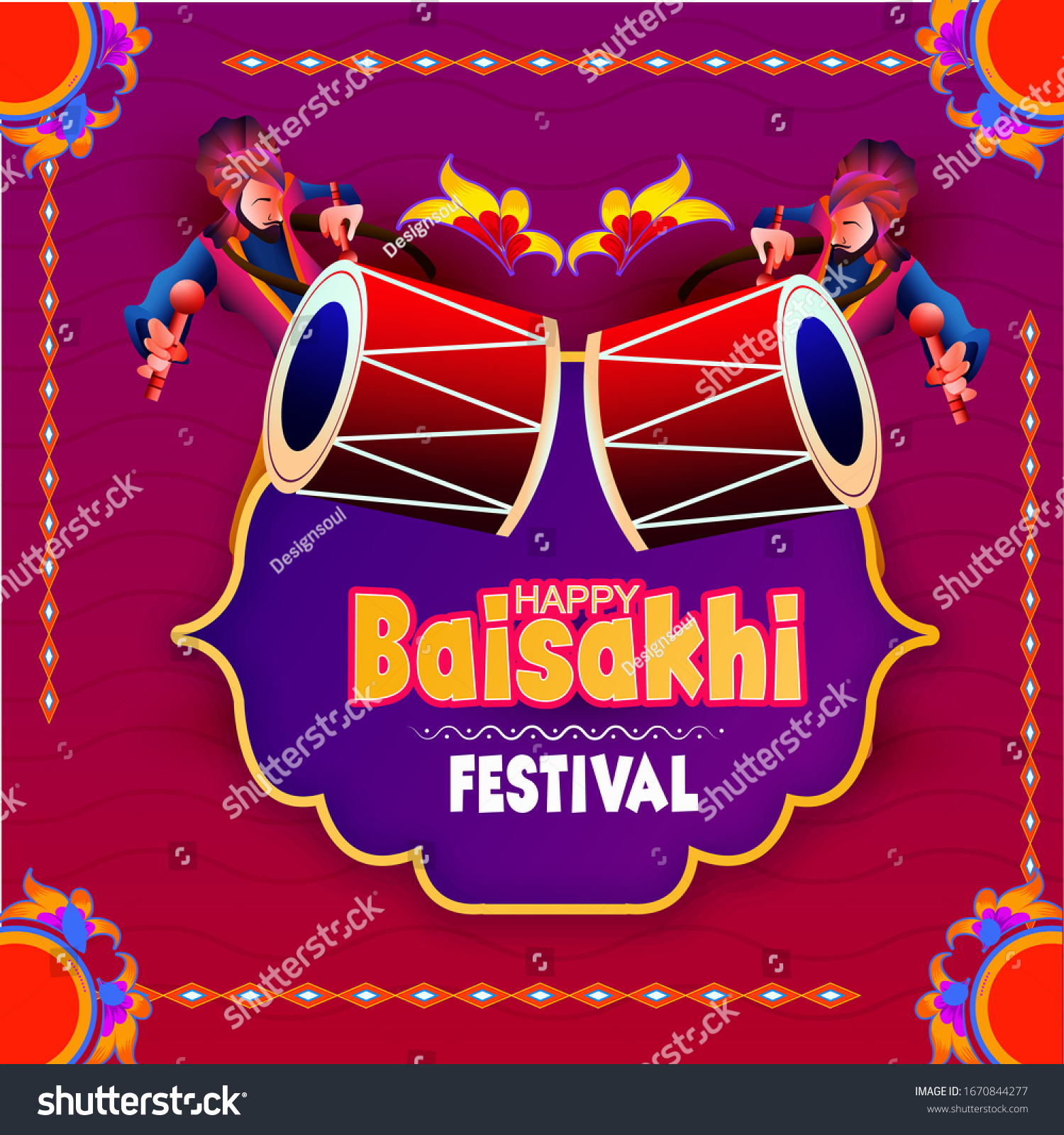 Happy Baisakhi Festival Punjabinvitation Card Posterbanner Stock Vector ...