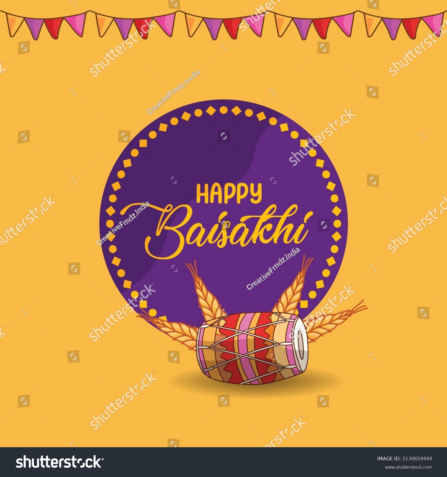 Happy Baisakhi Greeting Card Design Stock Vector (Royalty Free ...