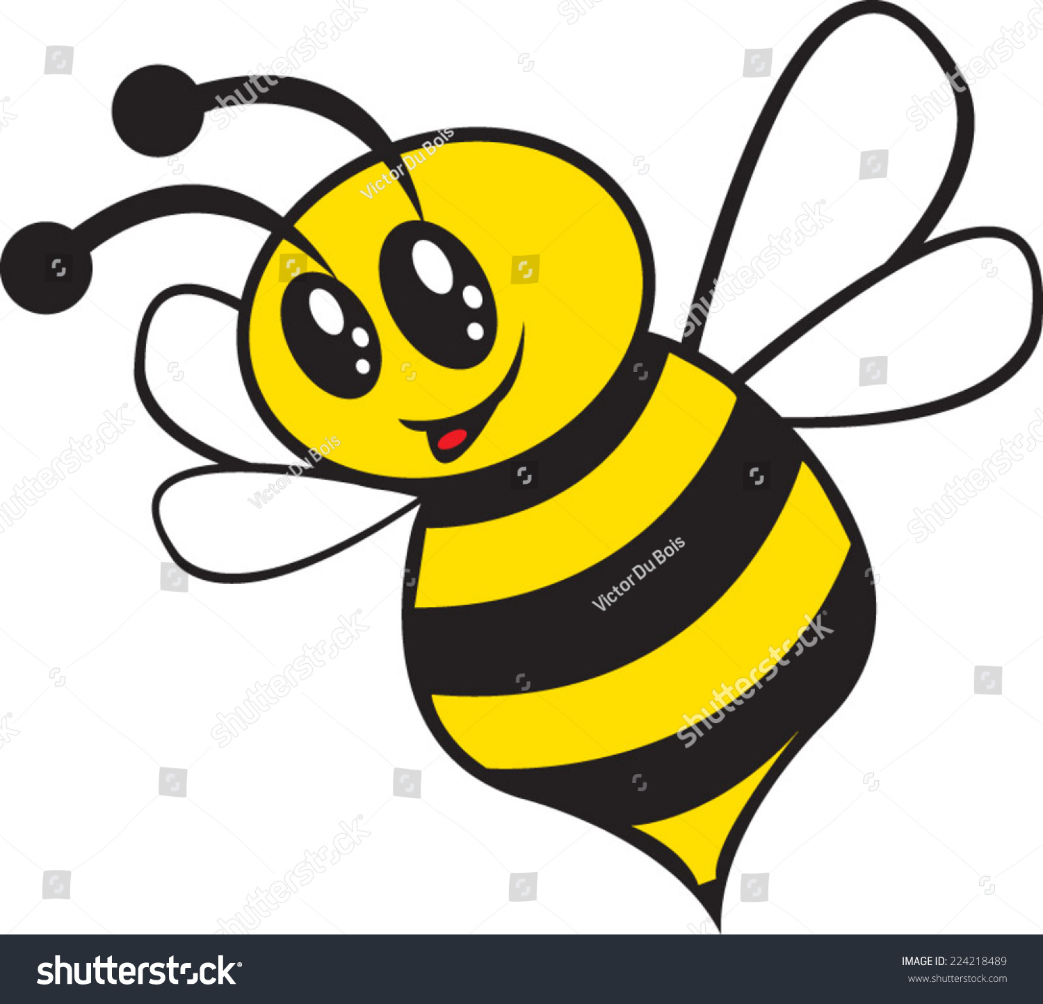 Happy Bee Big Eyes Stock Vector 224218489 - Shutterstock
