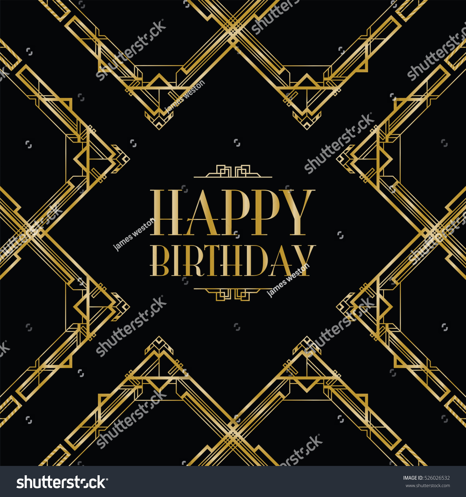 Happy Birthday Art Deco Invitation Stock Vector Illustration 526026532 ...