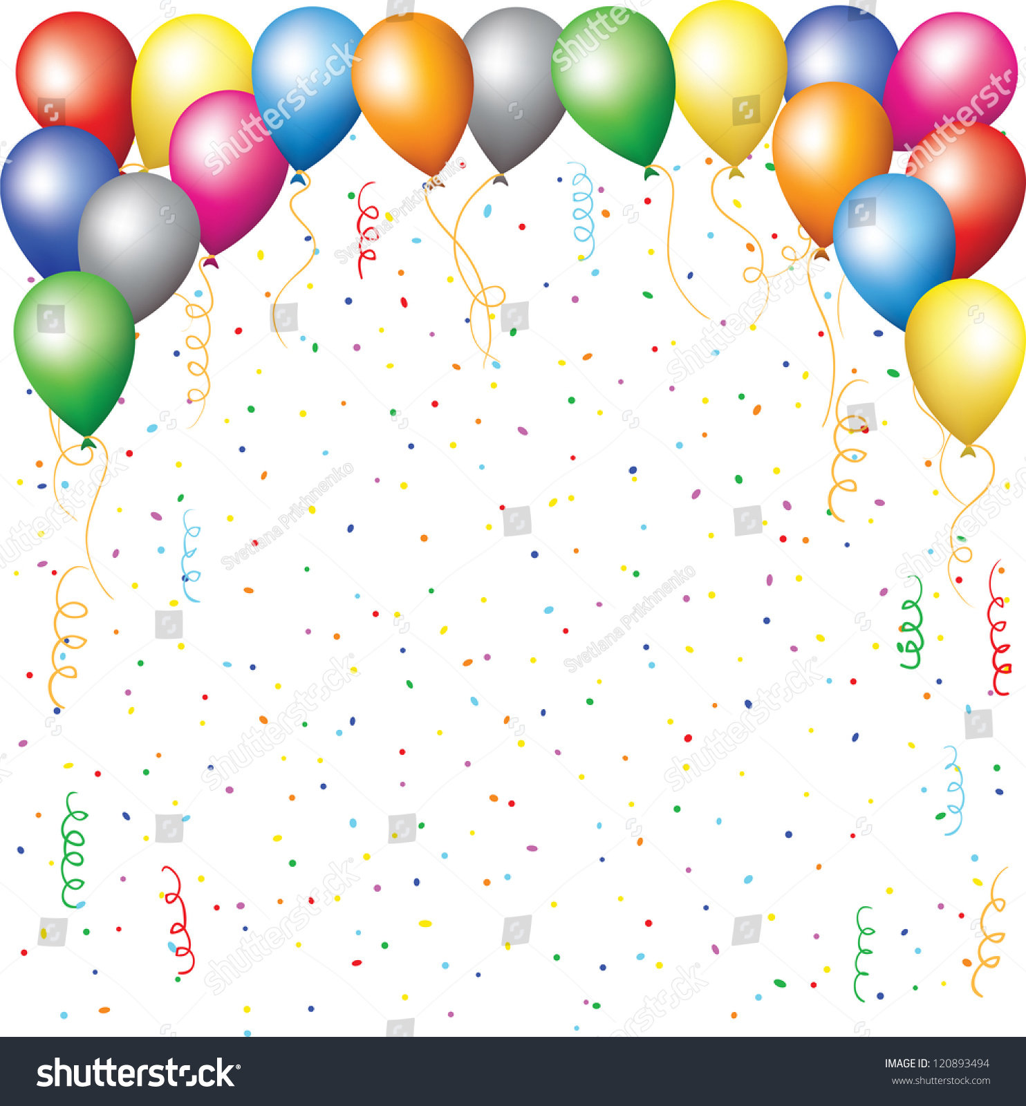 Happy Birthday Background Balloons Confetti Serpentine Stock