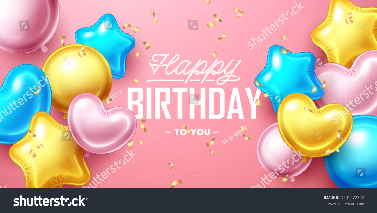 Happy Birthday Background Colorful Balloons Falling Stock Vector ...