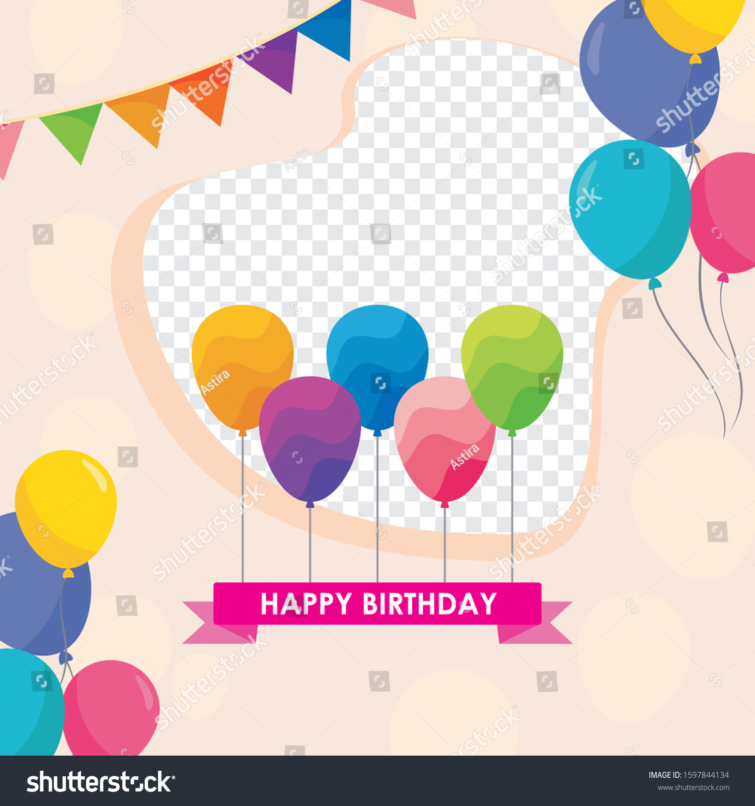 Happy Birthday Background Flying Balloons Birthday Stock Vector ...