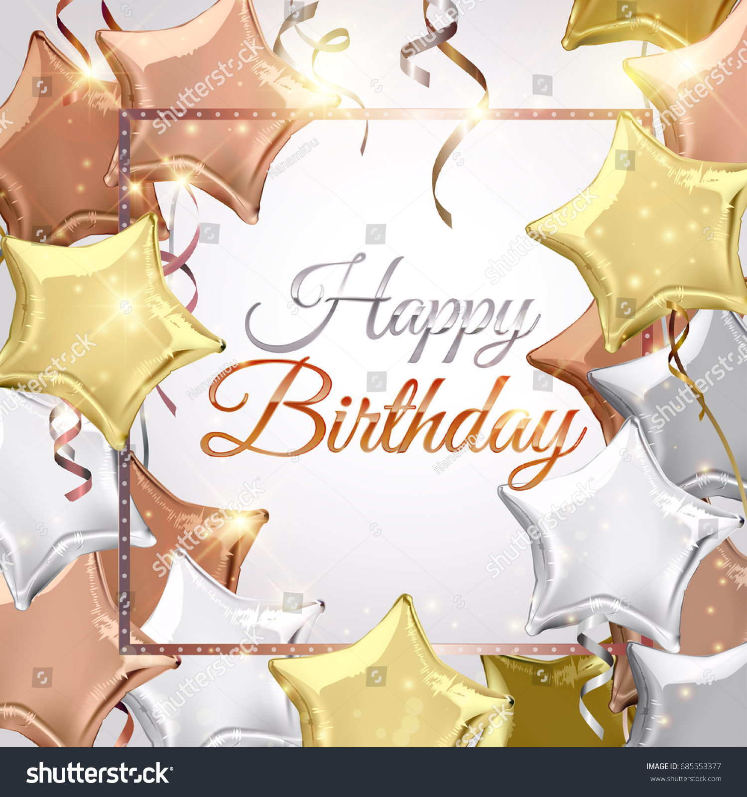 Happy Birthday Background Silver Rose Gold: стоковая векторная графика ...