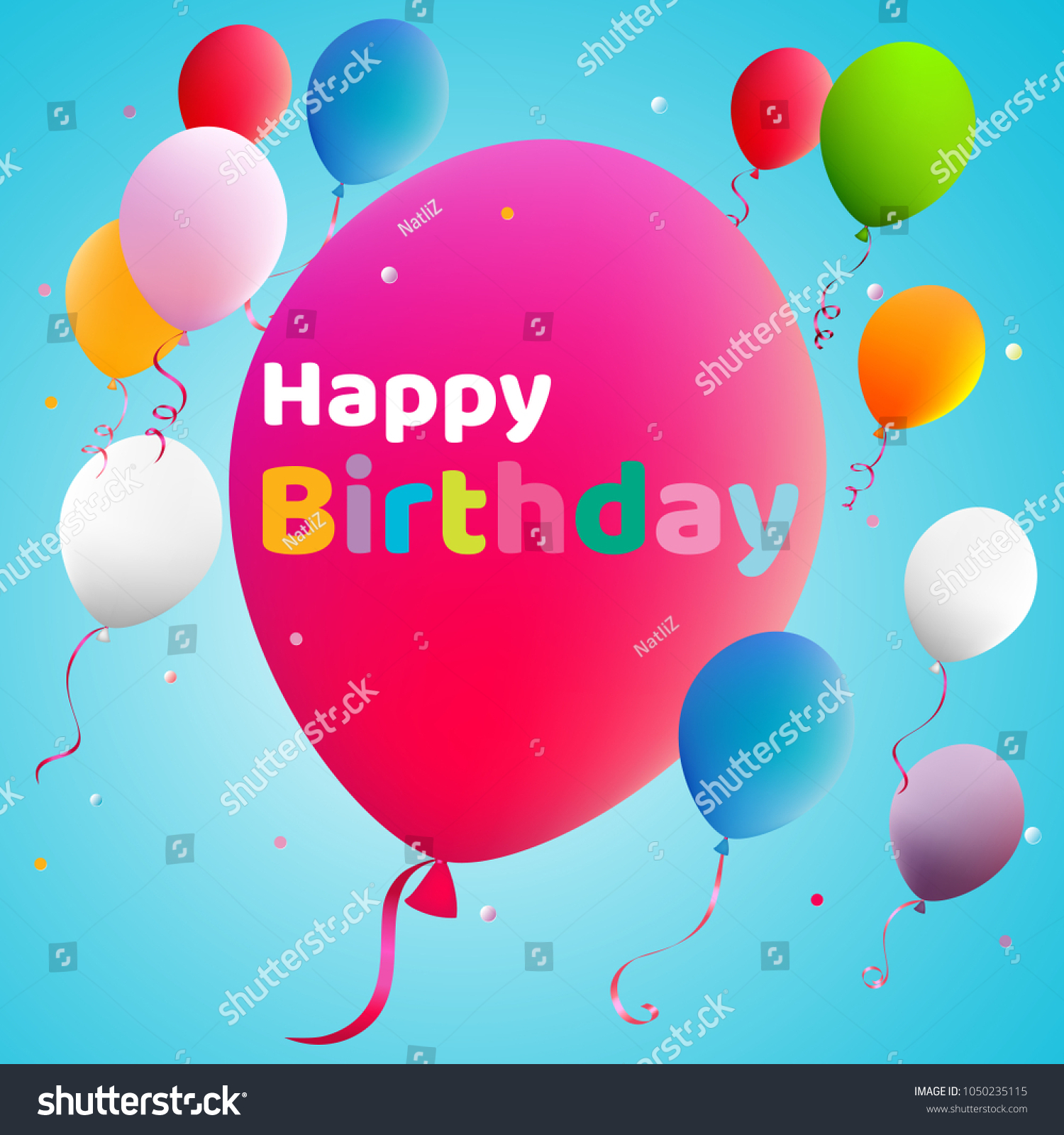 Happy Birthday Balloons Color Vector Illustration Stock Vector (Royalty ...