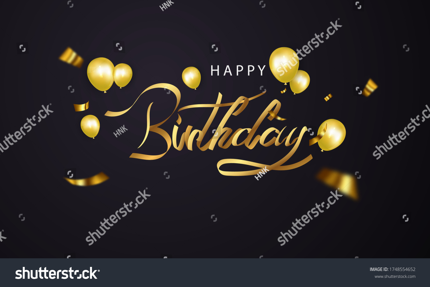 Happy Birthday Balloons Gold Celebration Background Stock Vector ...