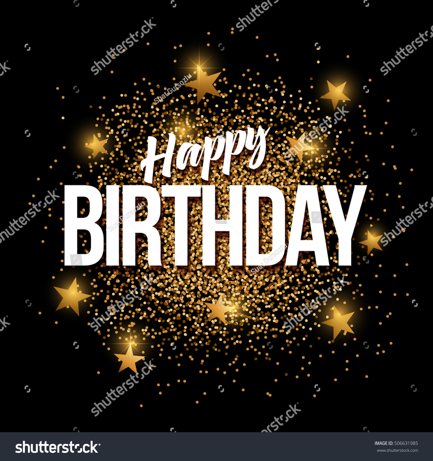 Happy Birthday Banner Gold Glitter Vector Stock Vector (Royalty Free