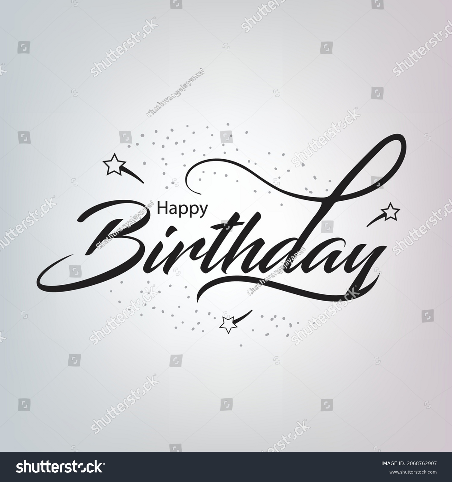 Happy Birthdaybeautiful Greeting Card Scratched Calligraphy Stock