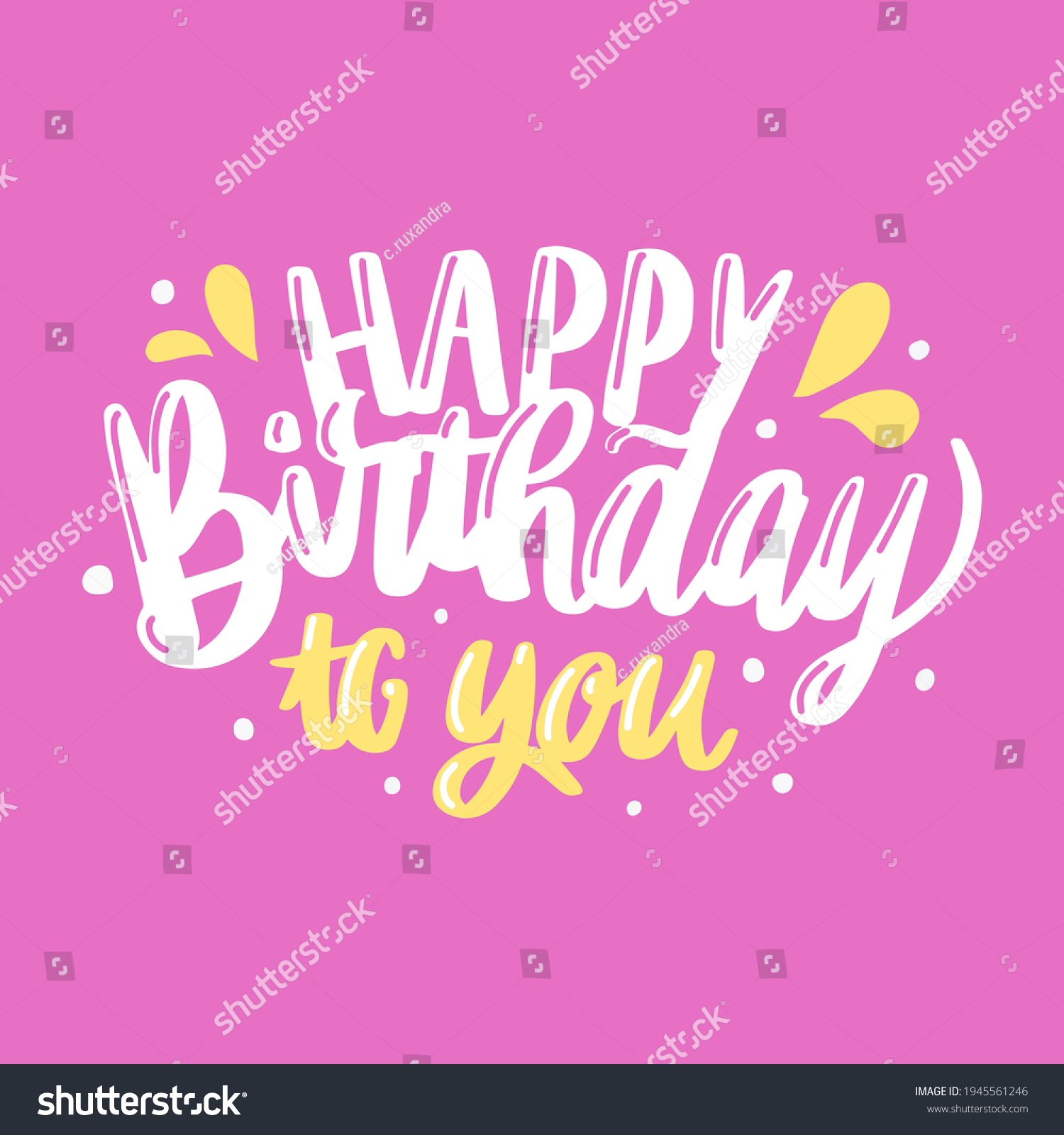 Happy Birthdaybeautiful Greeting Card Scratched Calligraphy Stock ...