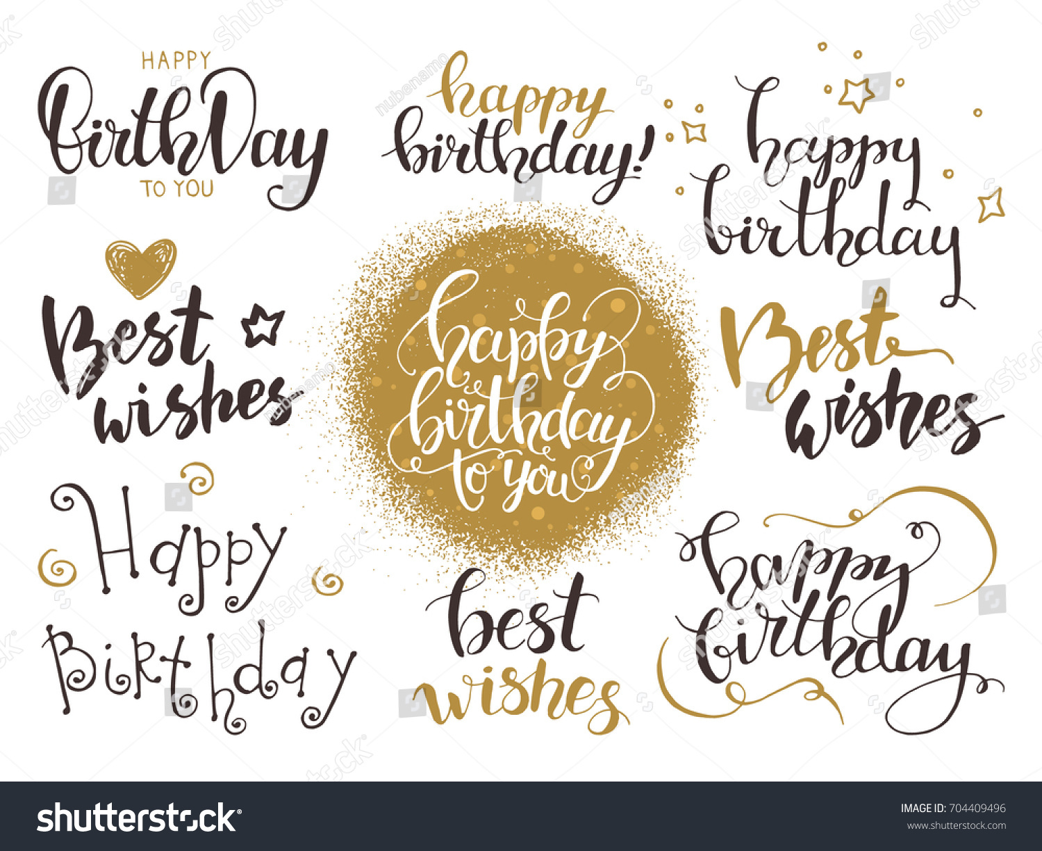 Happy Birthday Best Wishes Handwritten Modern Stock Vector