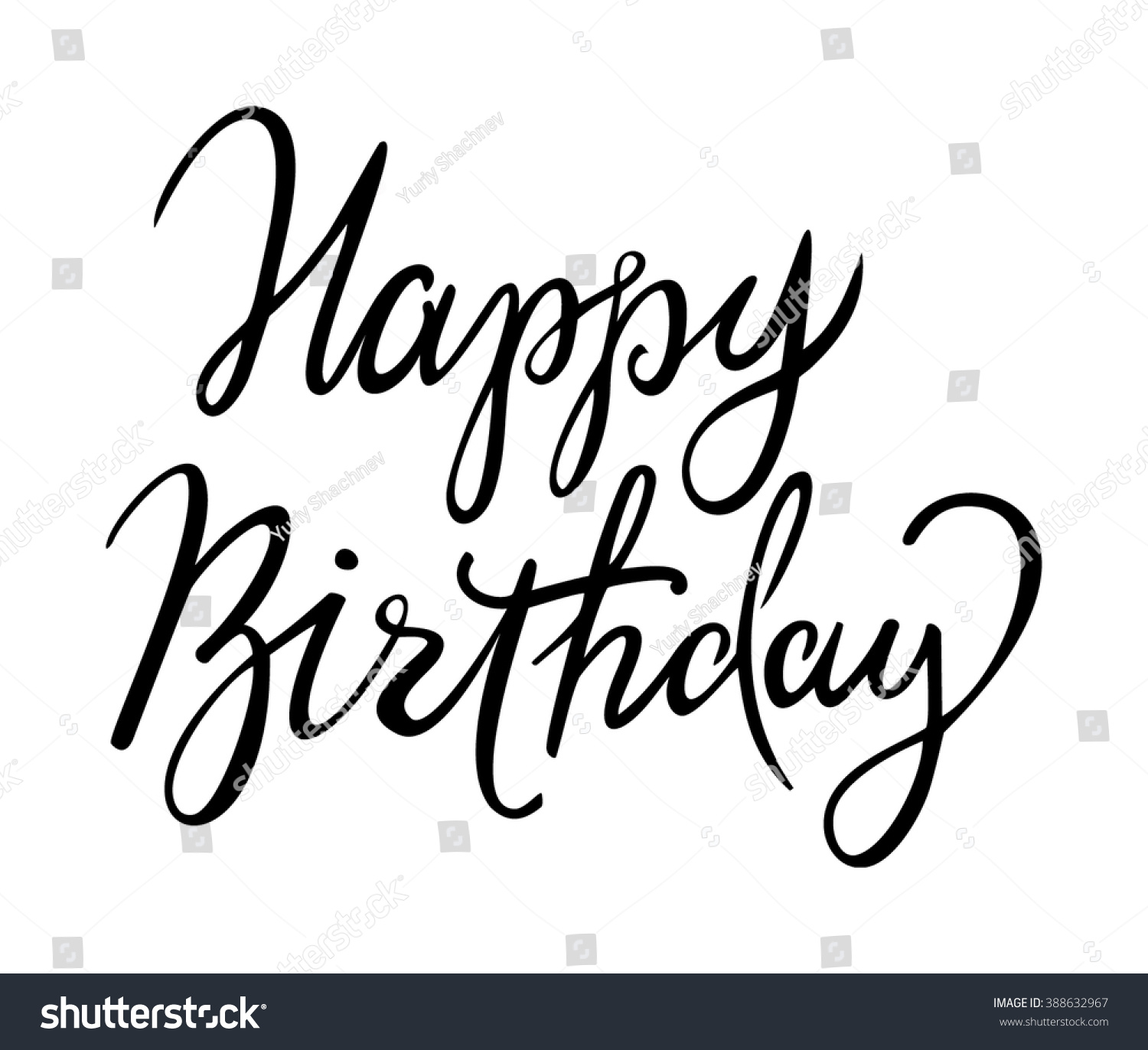 Happy Birthday Brush Lettering Vector Stock Vector 388632967 - Shutterstock