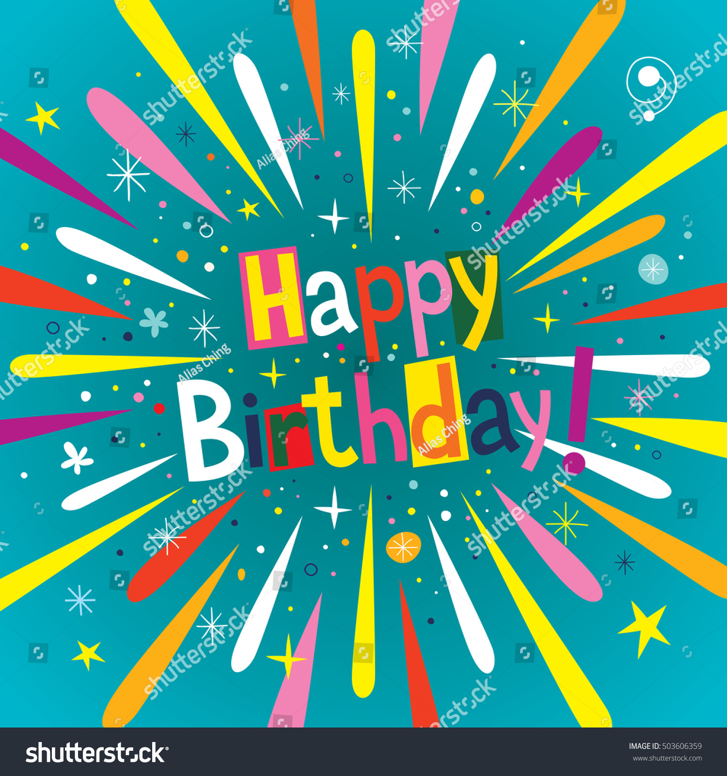 Happy Birthday Burst Explosion Celebration Greeting Stock Vector ...