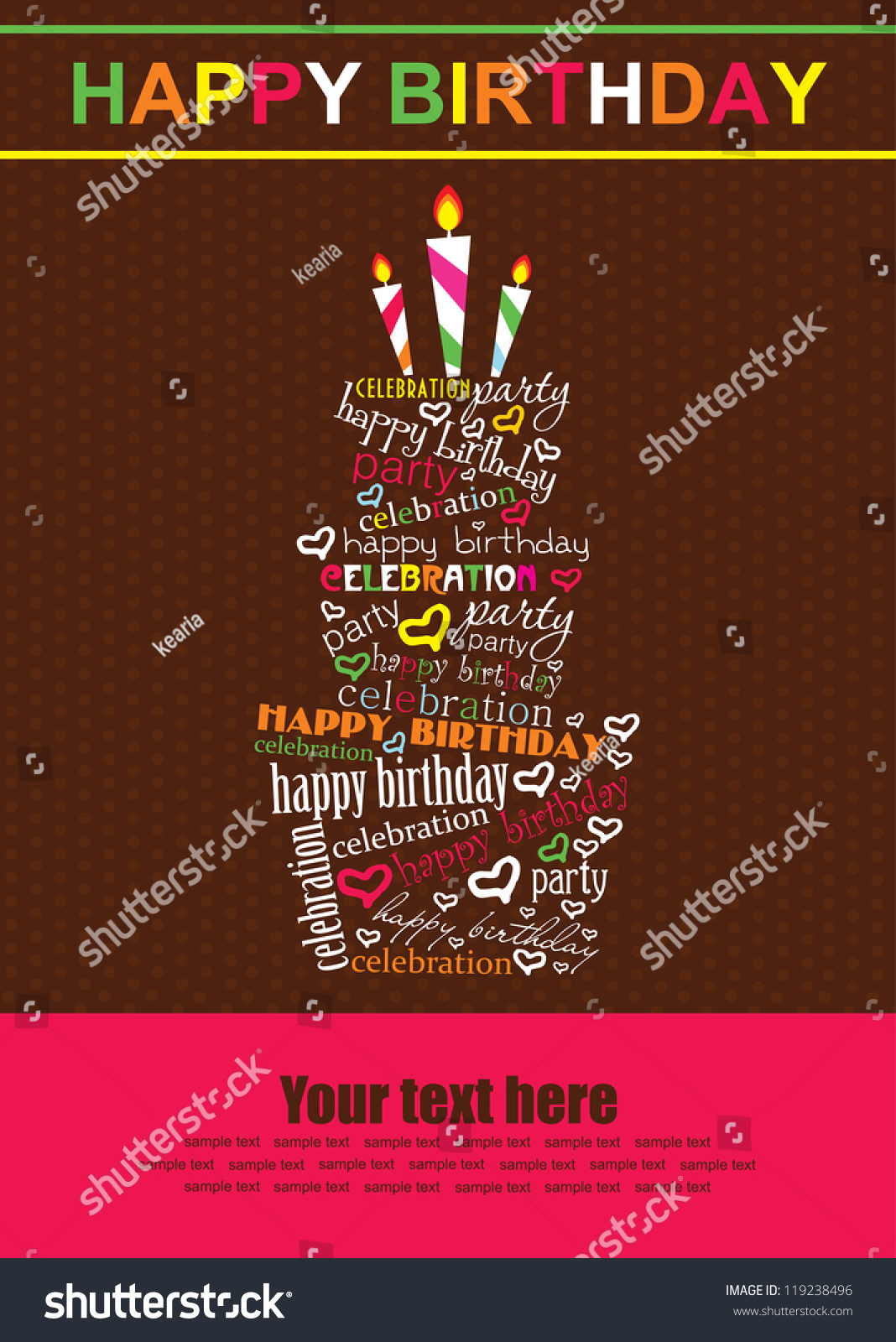 Happy Birthday Cake Card Design Vector Stock Vector (Royalty Free ...