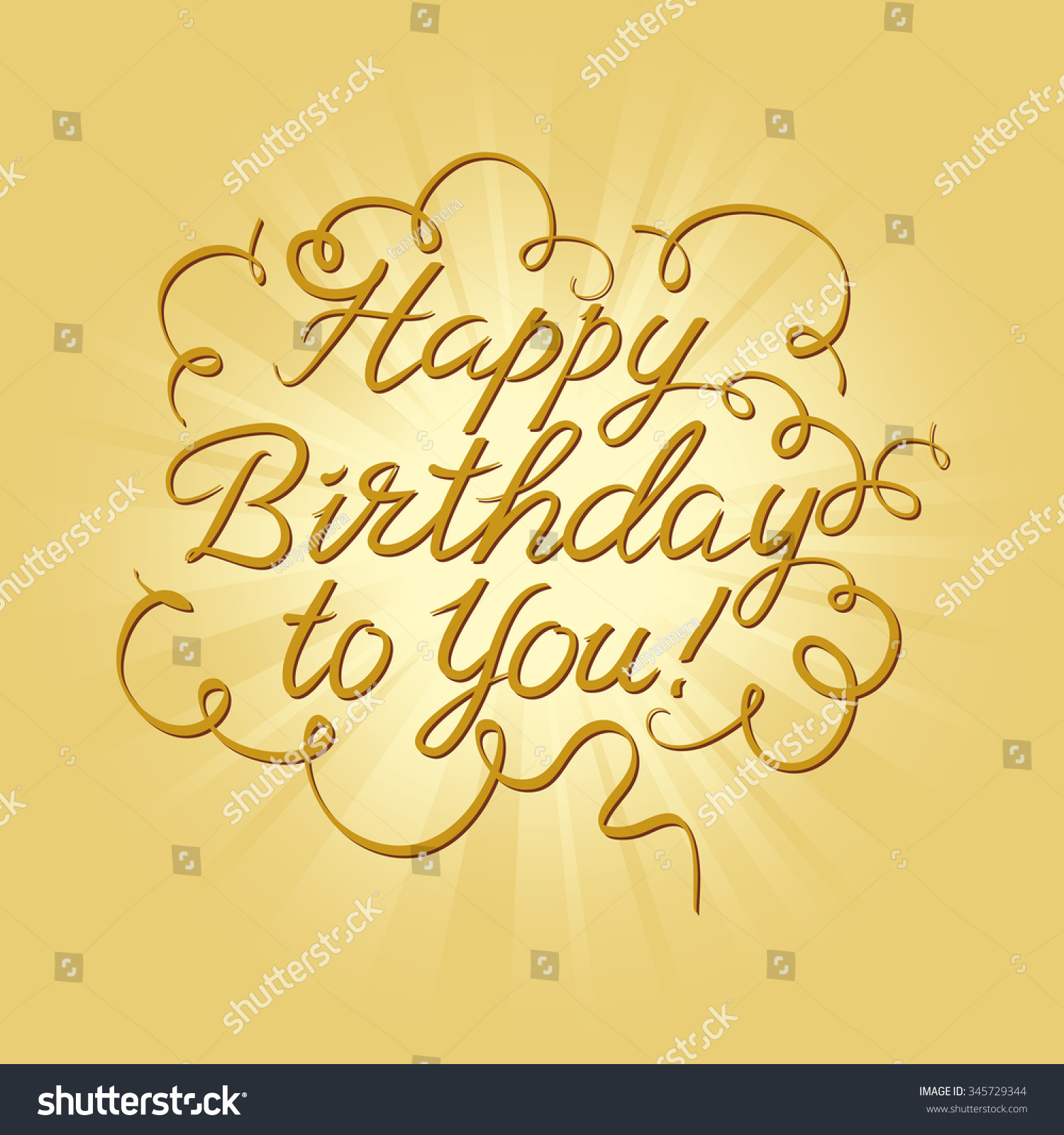 Happy Birthday Calligraphic Embellishments Against Gold Background With ...