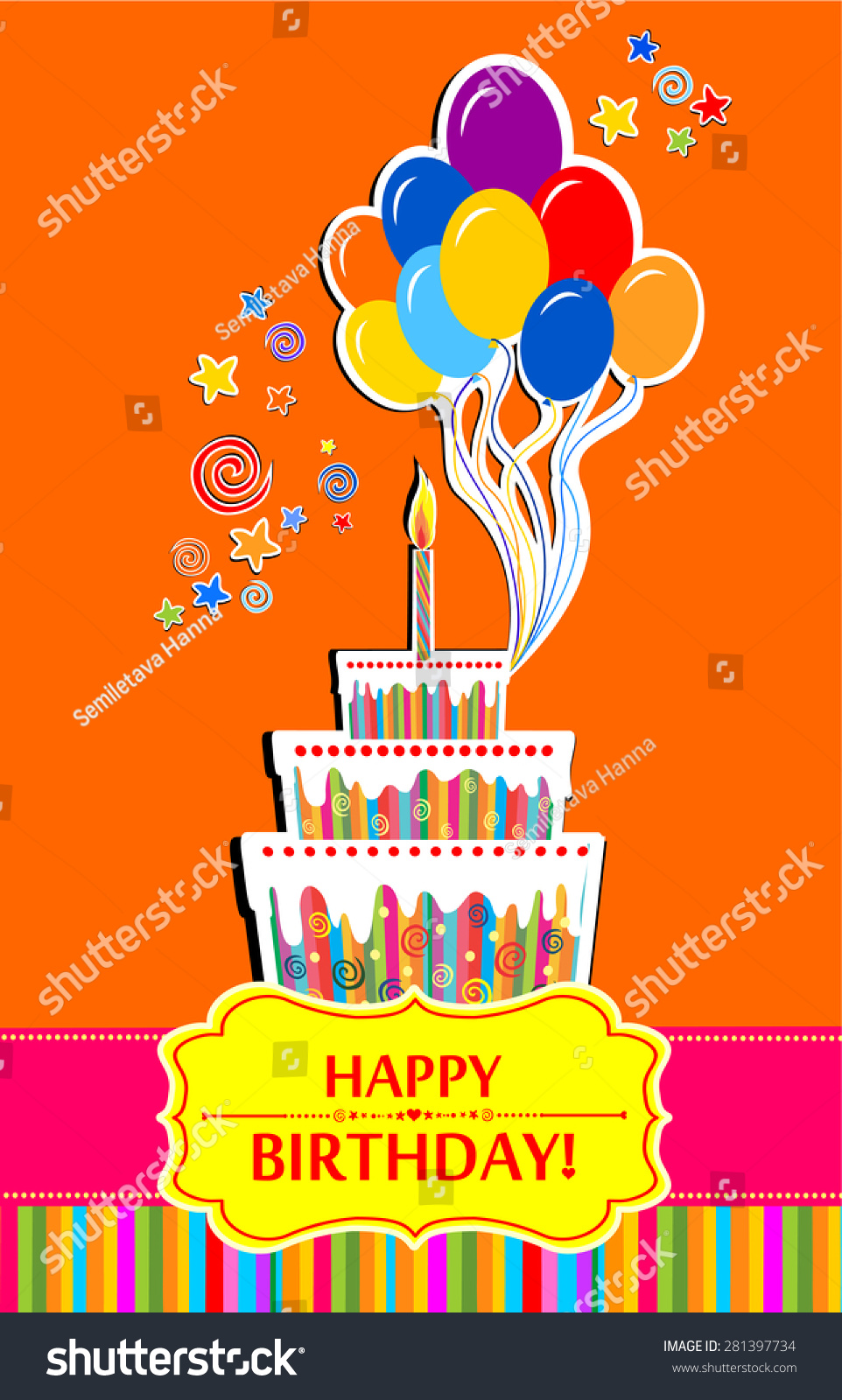 Happy Birthday Card Birthday Cake Vector Stock Vector Royalty Free 281397734 Shutterstock 5596