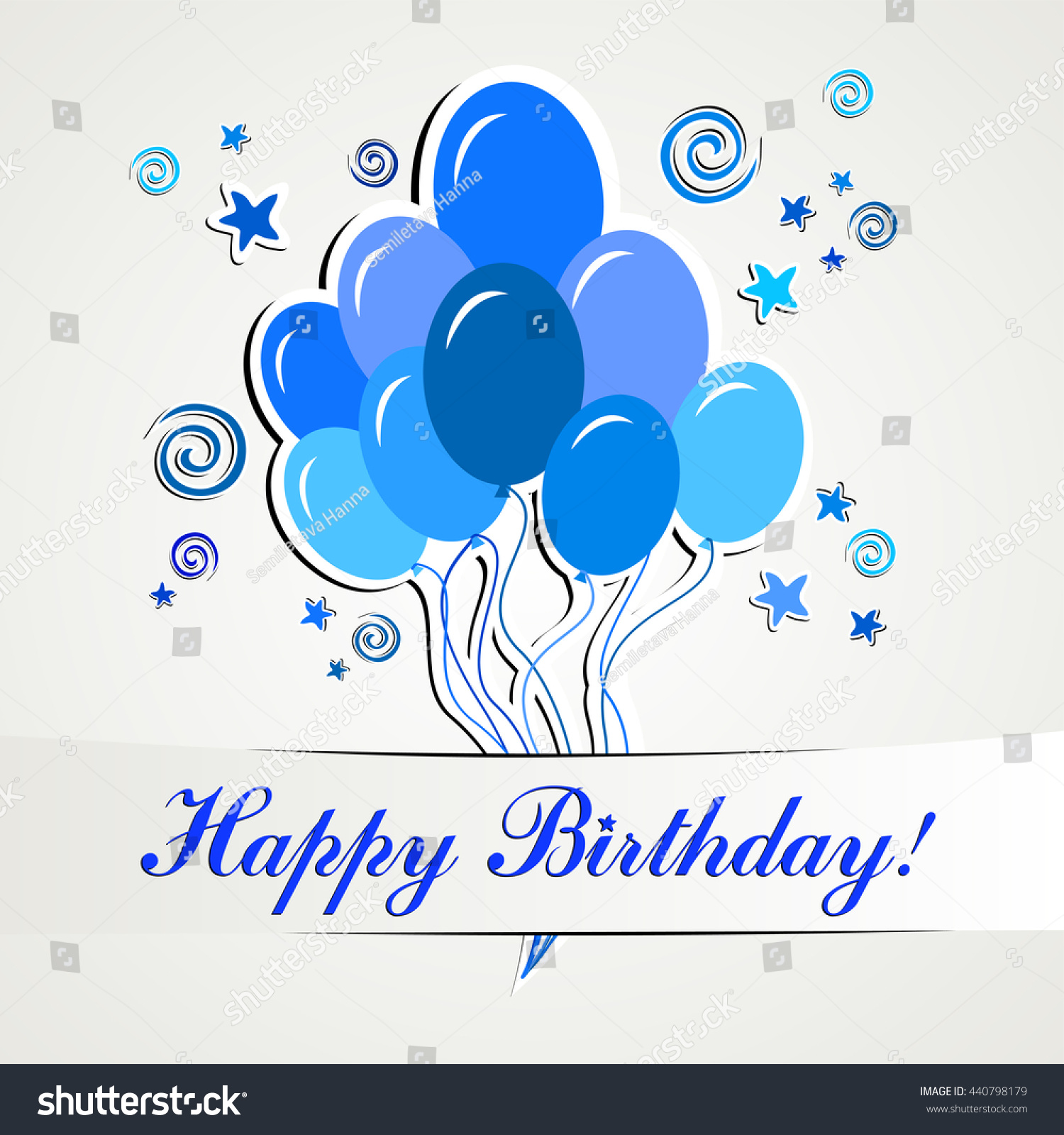 Happy Birthday Card Blue Party Balloons Stock Vector 440798179 ...