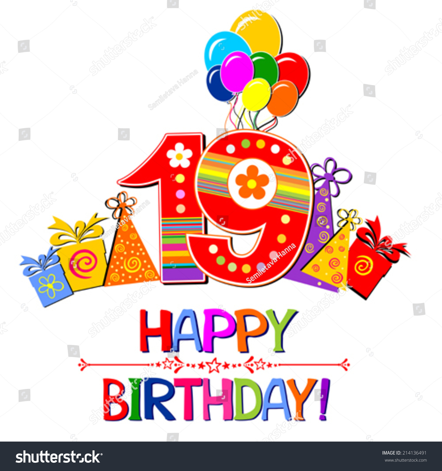 Happy Birthday Card Celebration Background Number Stock Vector ...