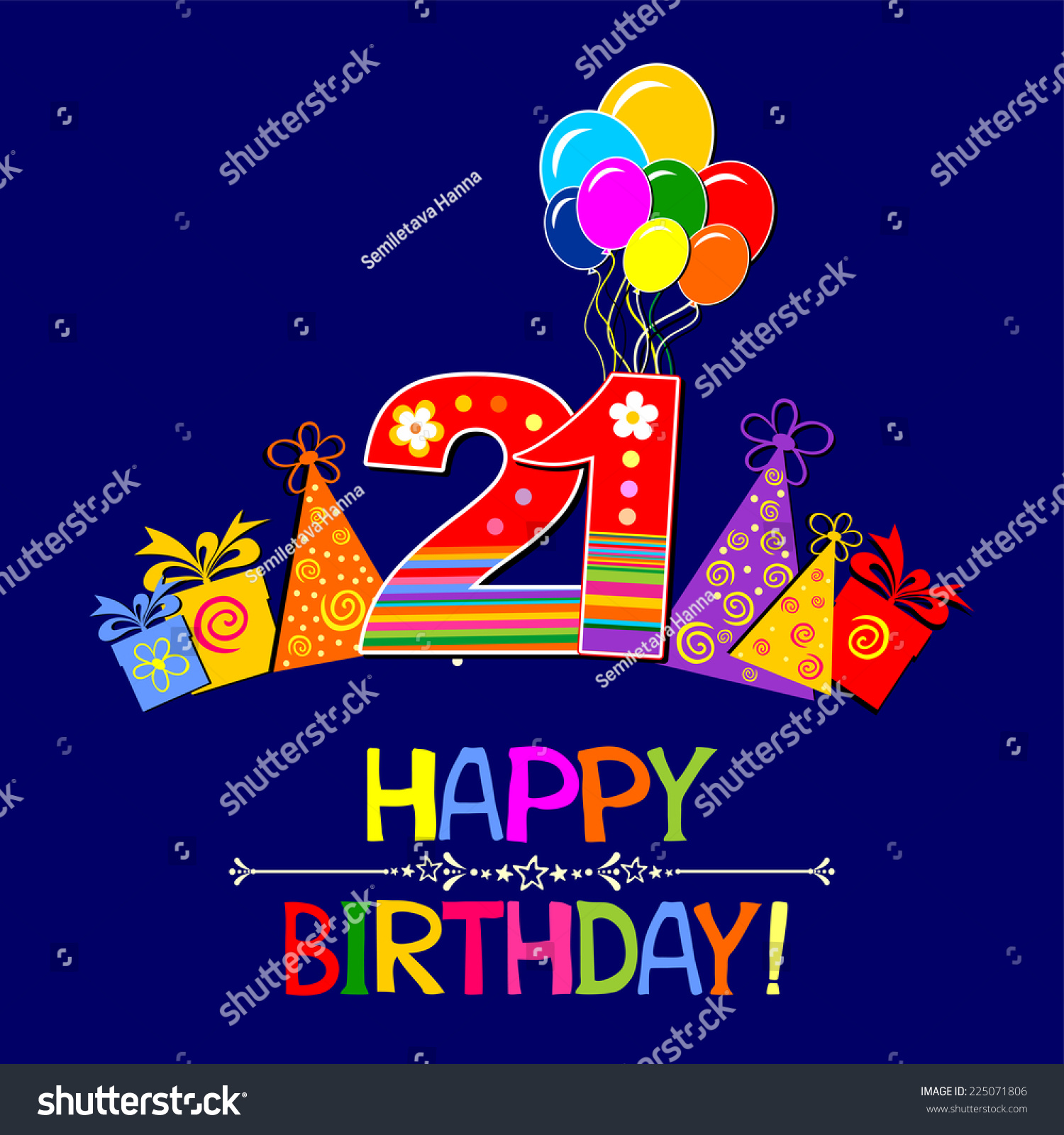 Happy Birthday Card. Celebration Background With Number Twenty One ...