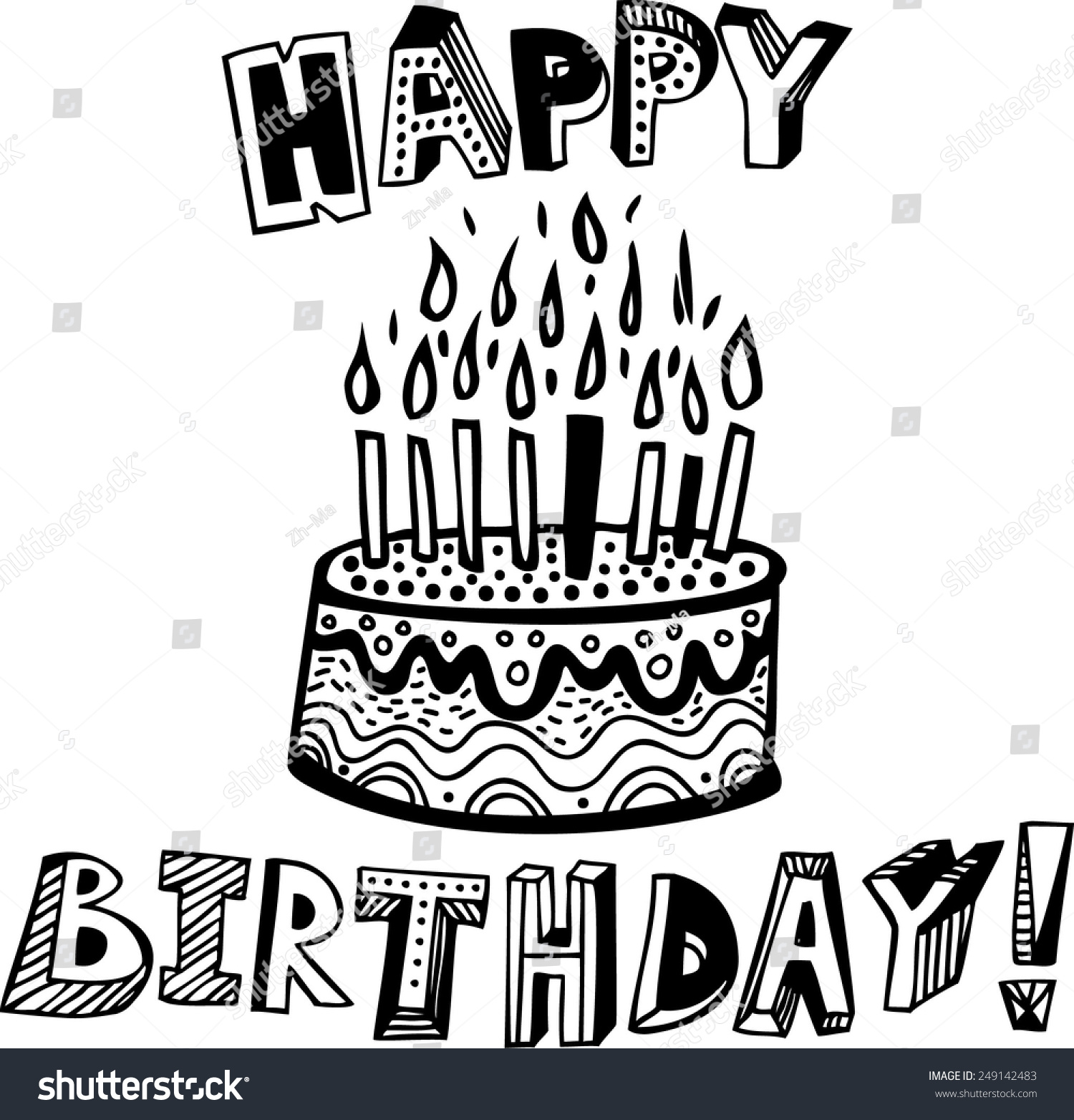 Happy Birthday Card Decorative Vector Hand Stock Vector 249142483 ...