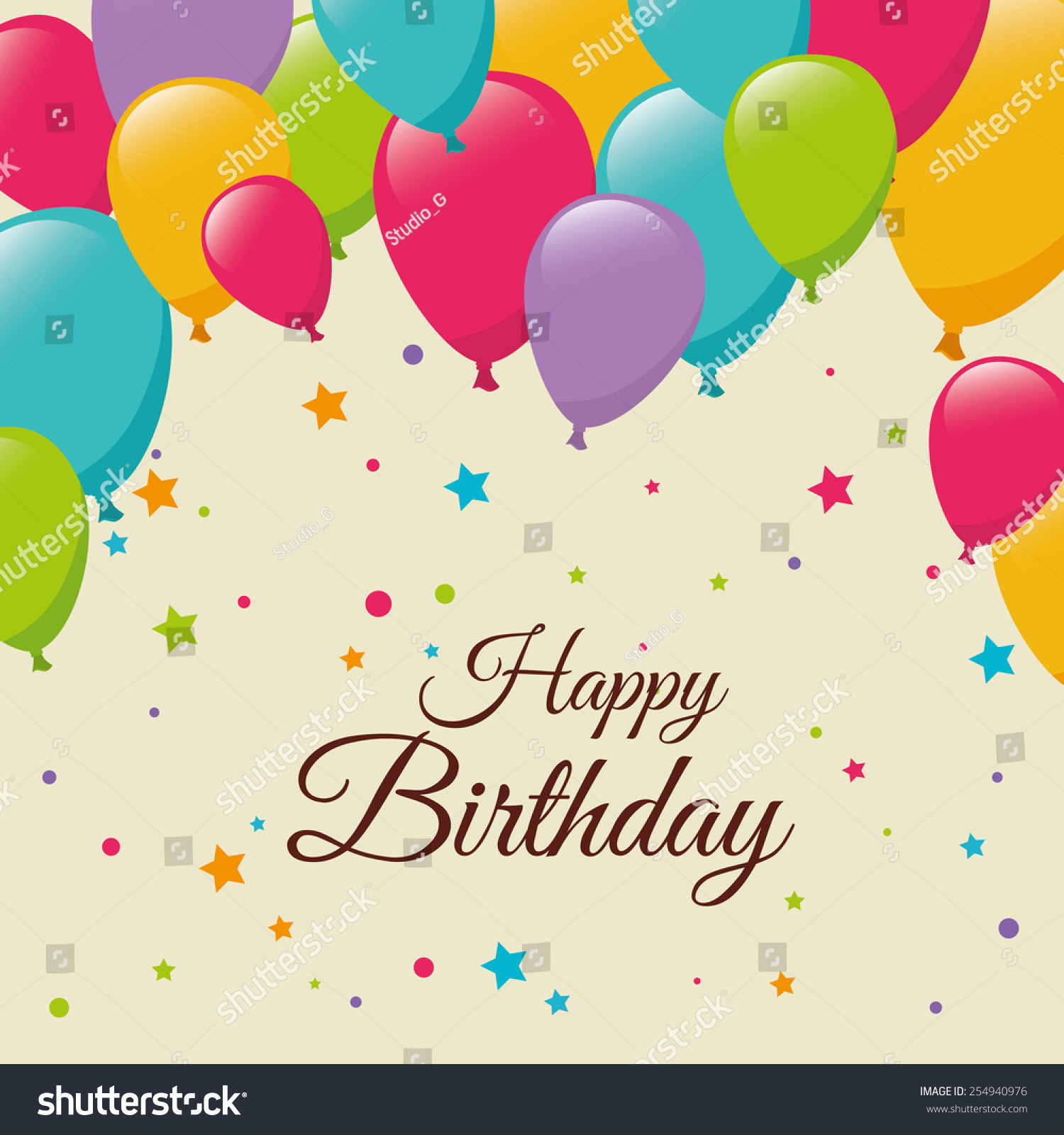 Happy Birthday Card Design Vector Illustration Stock Vector (Royalty ...