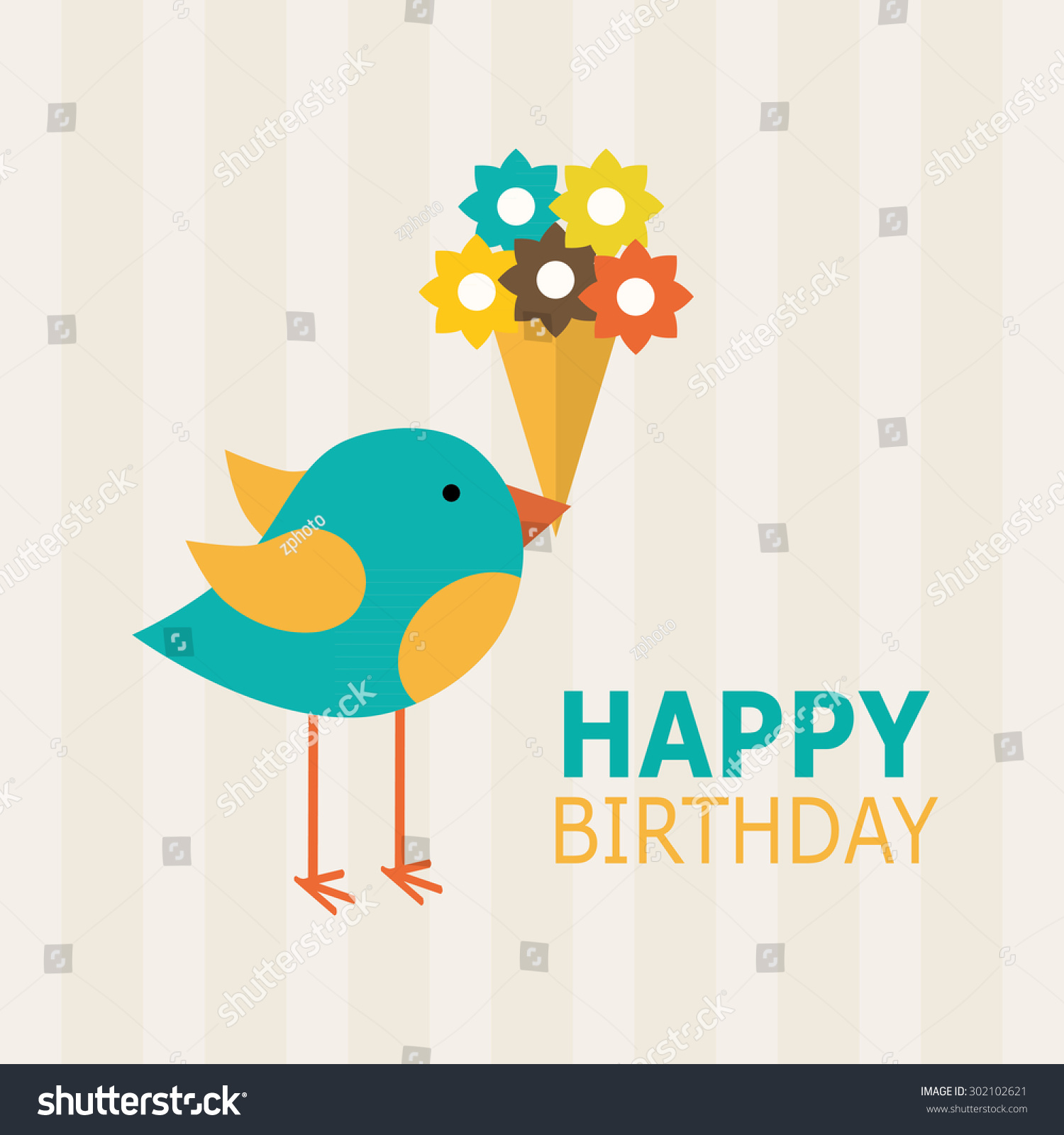 Happy Birthday Card Design Vector Illustration Stock Vector (Royalty ...