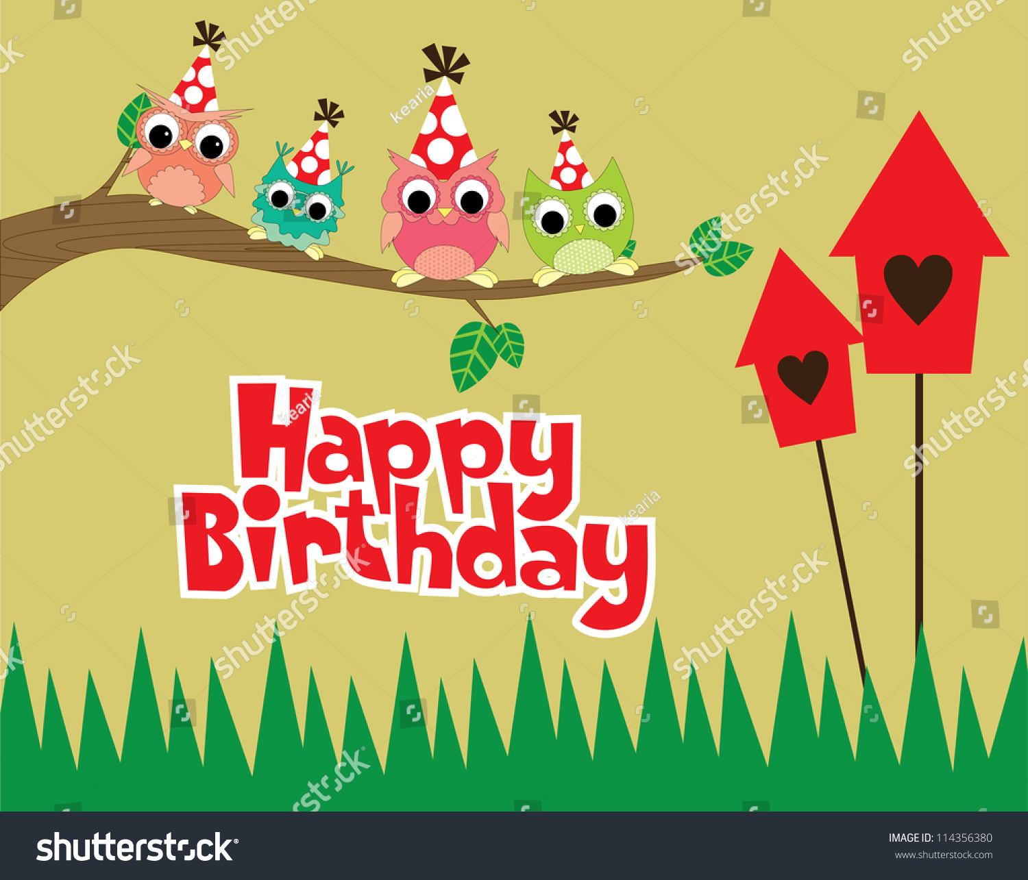 Happy Birthday Card Design. Vector Illustraton - 114356380 : Shutterstock