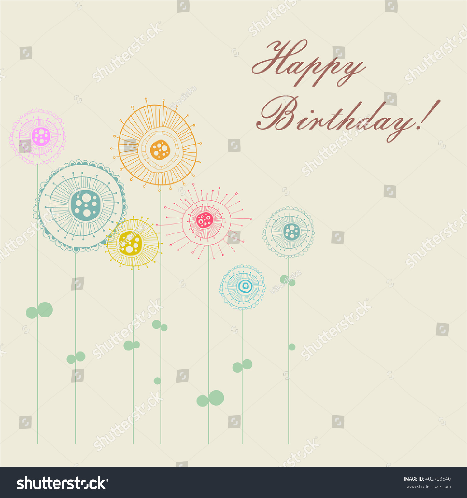 Happy Birthday Card Design Abstract Flowers Stock Vector (royalty Free 