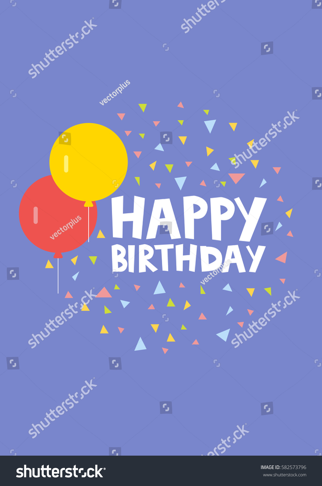 Happy Birthday Card Design Balloons Confetti Stock Vector (Royalty Free ...