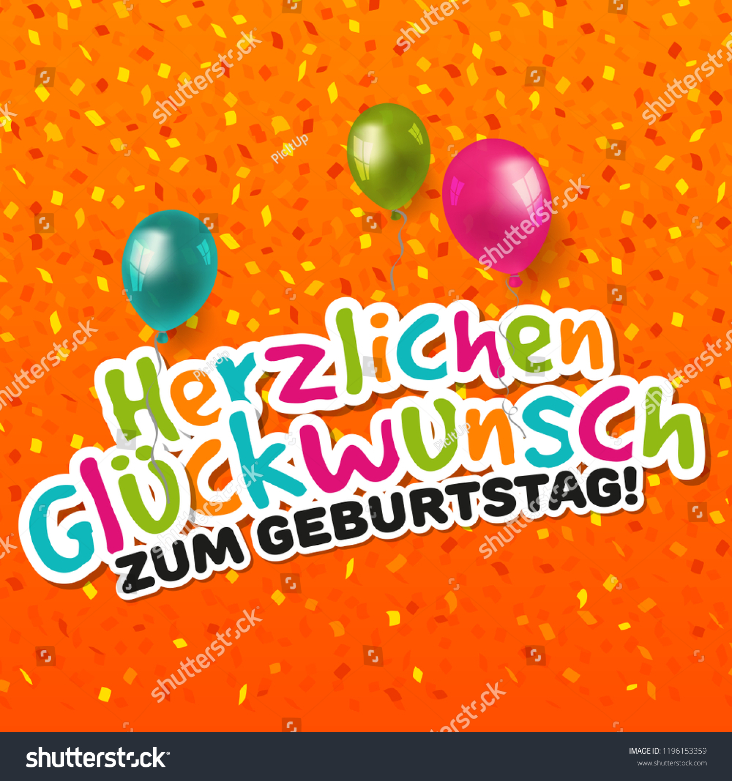 Happy Birthday Card Germantranslation Herzlichen Zum Stock Vector Royalty Free