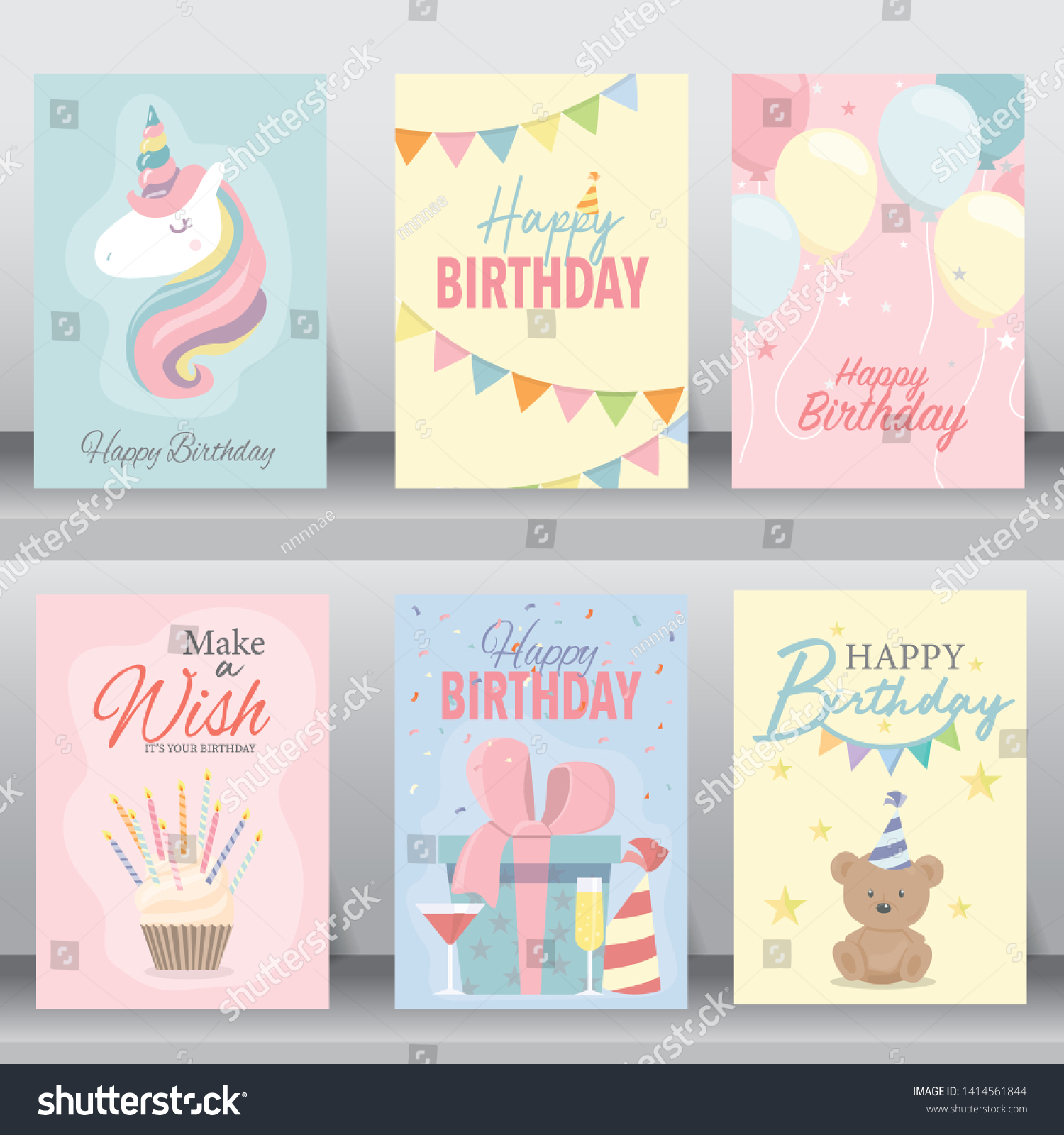 Happy Birthday Card Greeting Vitation Cards Stock Vector (Royalty Free ...