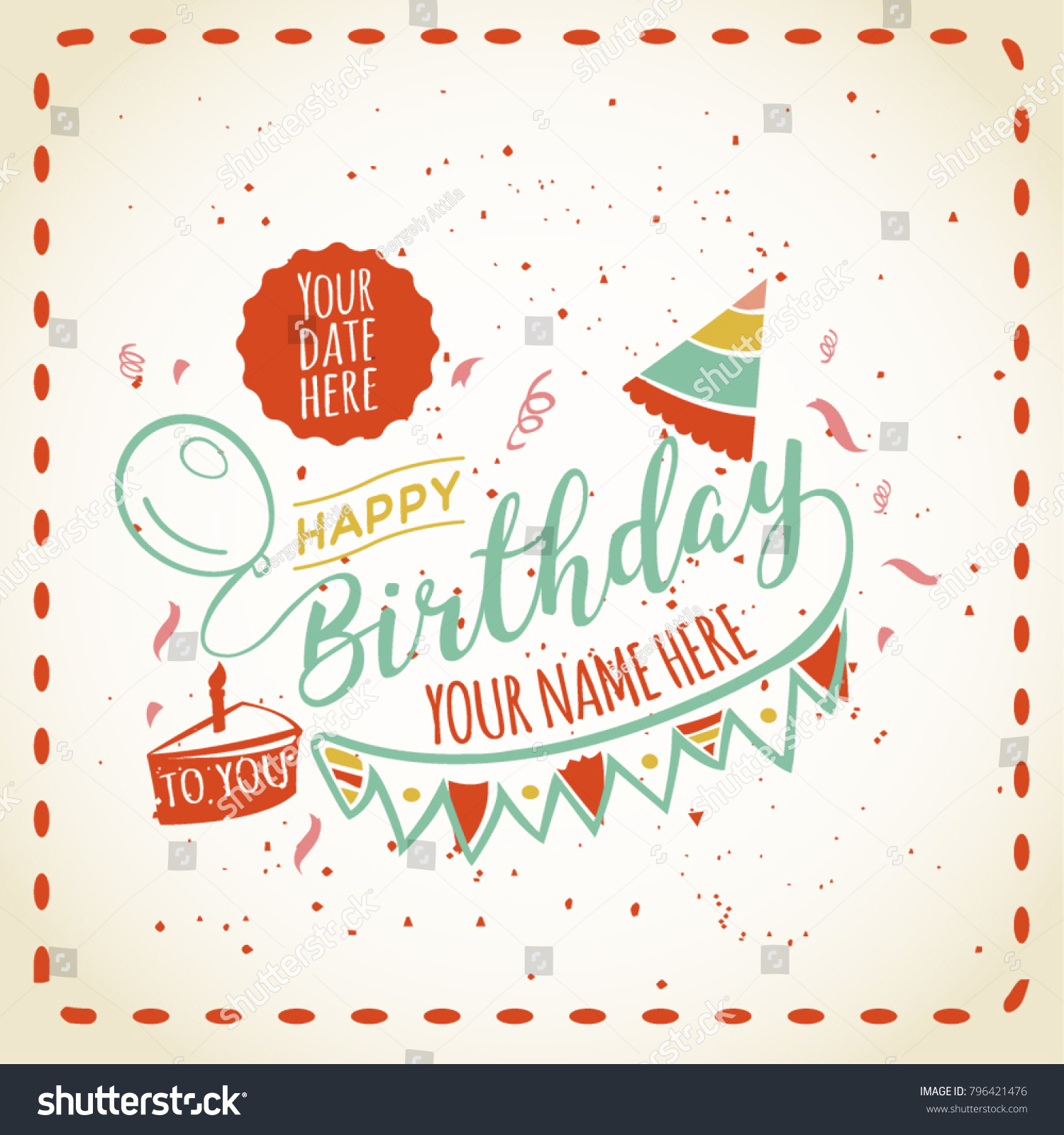 Happy Birthday Card Space Your Name Stock Vector (Royalty Free
