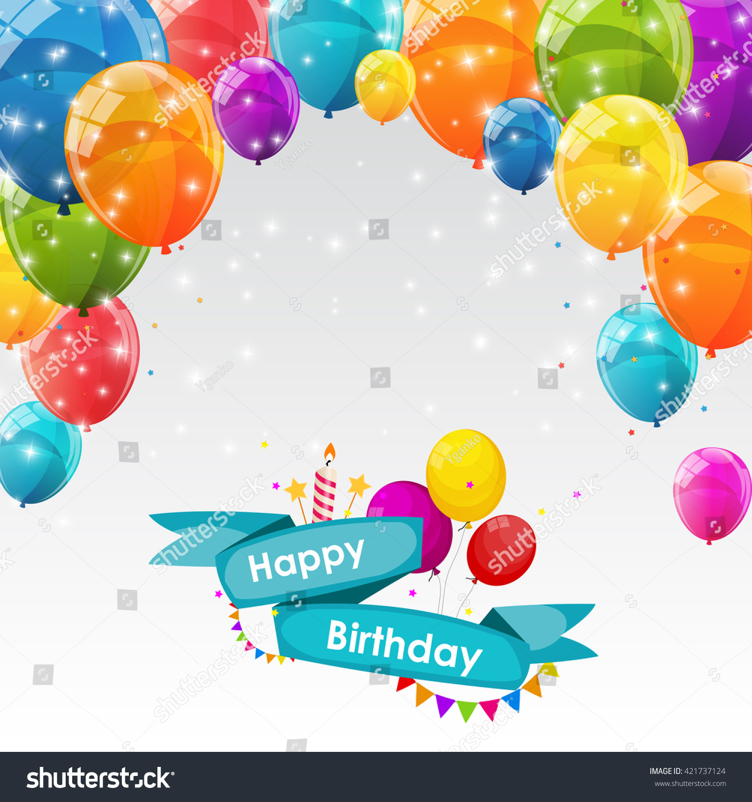 Happy Birthday Card Template Balloons Vector Stock Vector 421737124 ...
