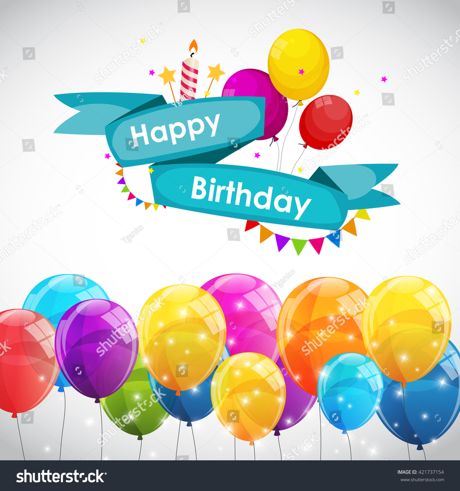 Download Happy Birthday Card Template Balloons Vector Stock Vector ...