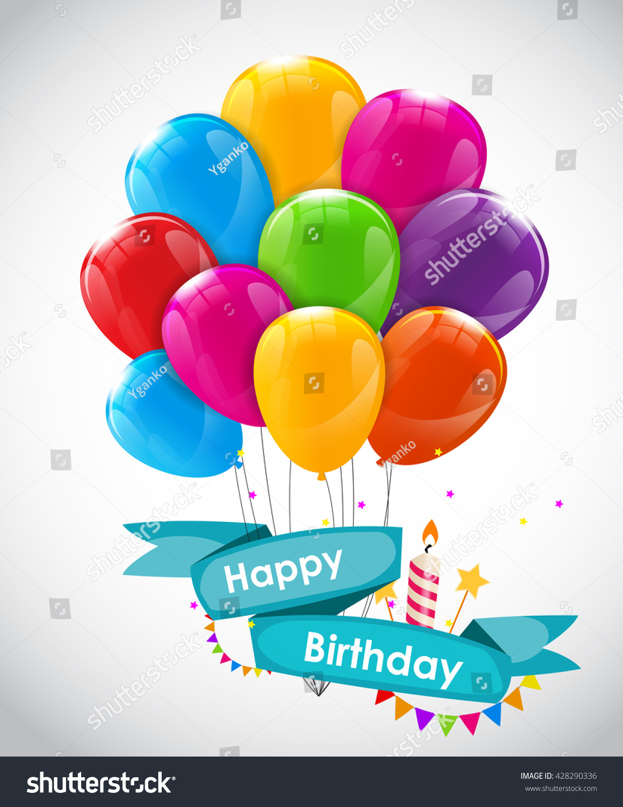 Happy Birthday Card Template Balloons Vector Stock Vector (Royalty Free ...