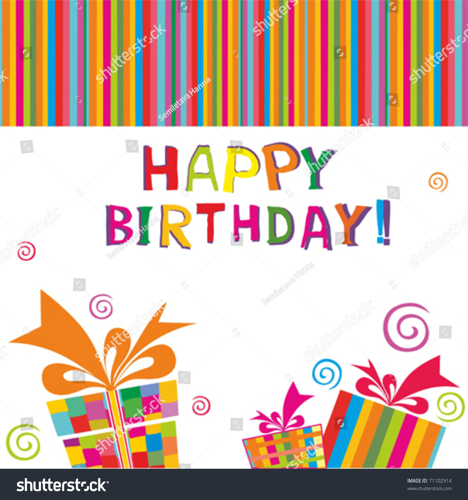 Happy Birthday Card Vector Illustration Stock Vector 71102914 ...