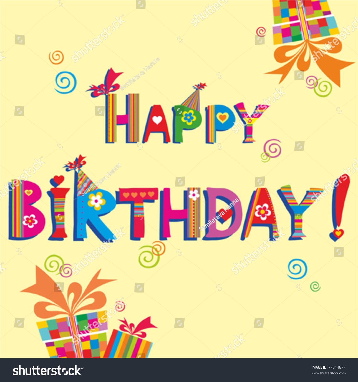 Happy Birthday Card Vector Illustration Stock Vector 77814877 ...