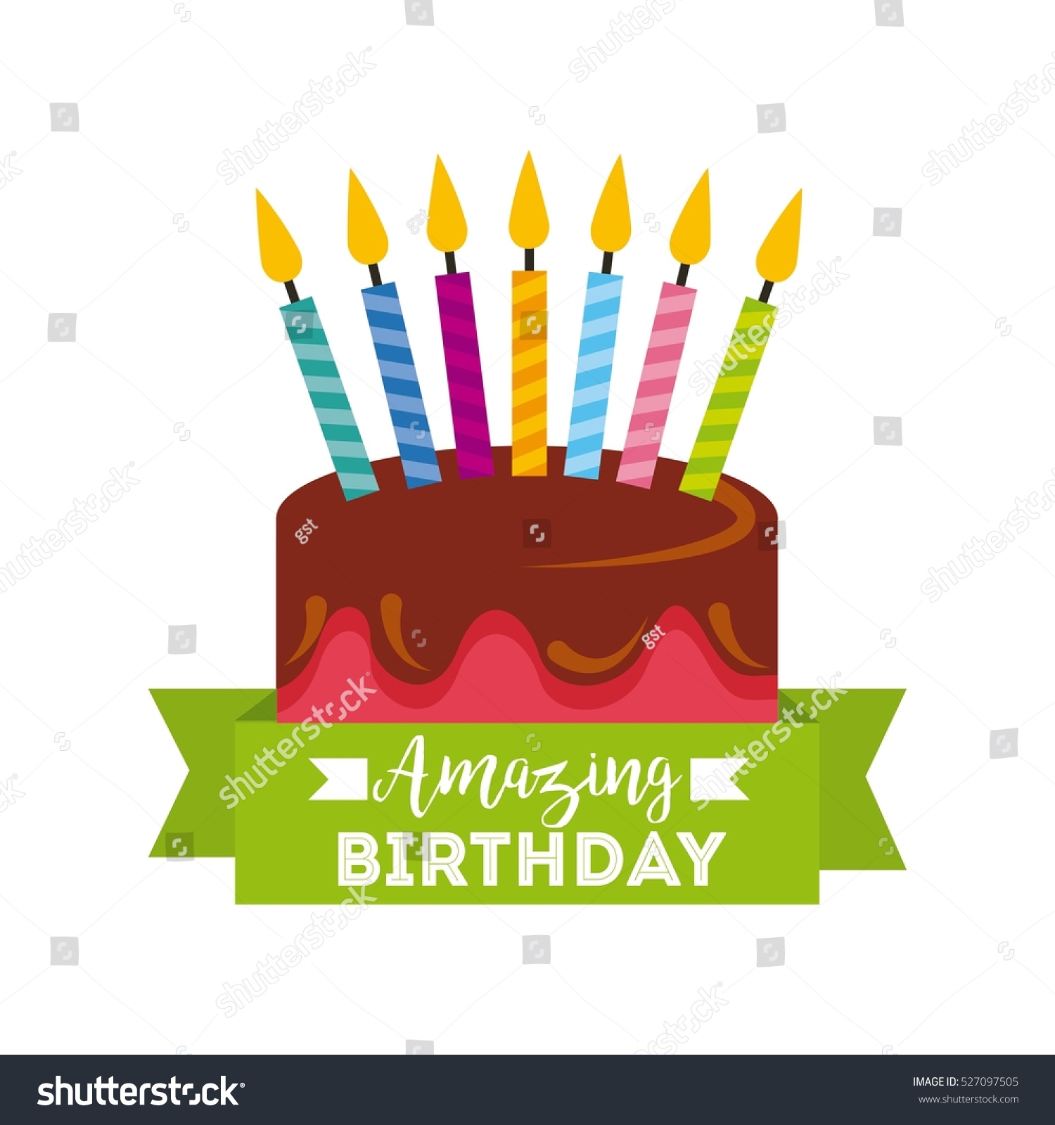 Happy Birthday Card Cake Candles Icon Stock Vector Royalty Free 527097505 0176