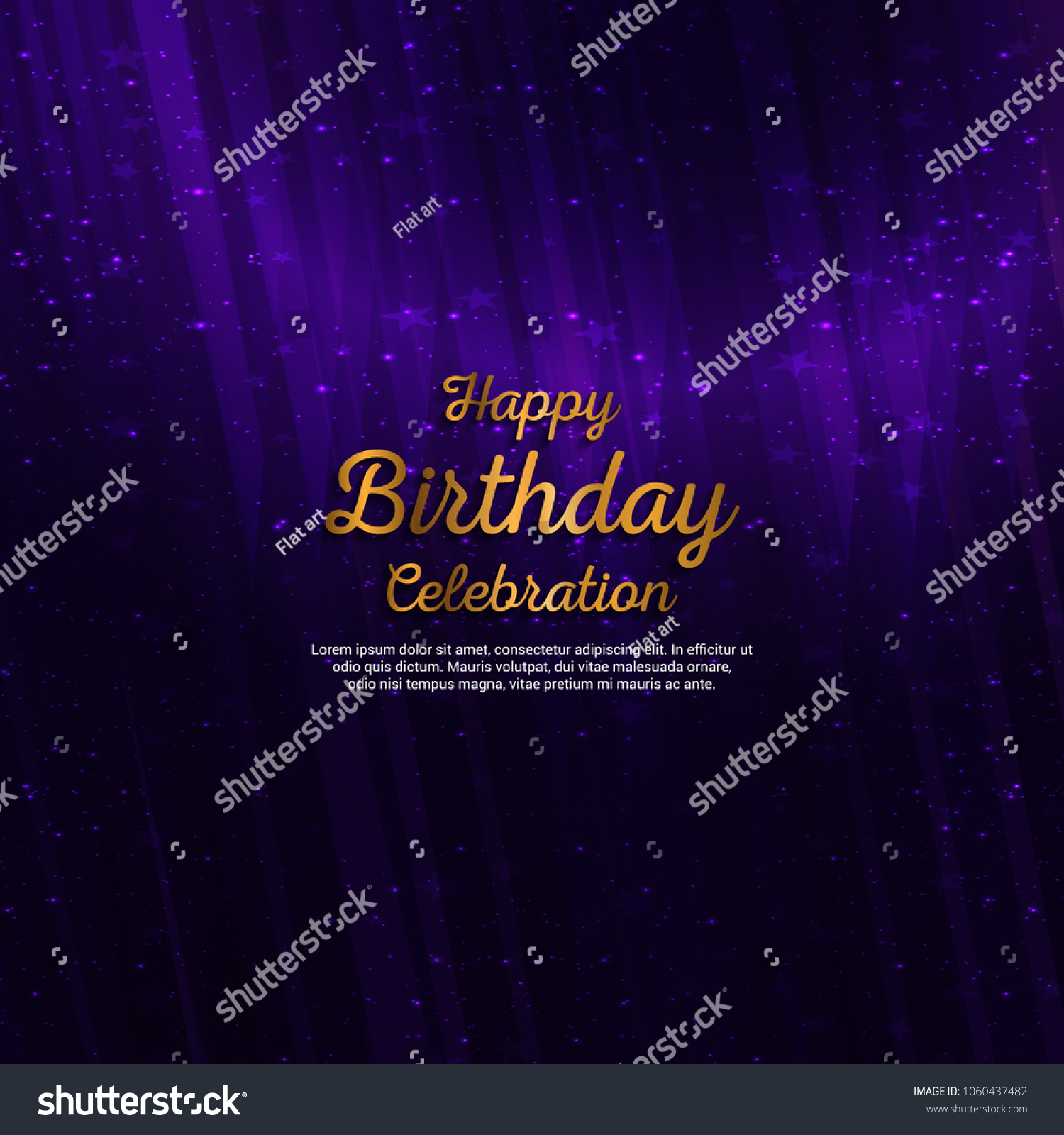 Happy Birthday Card Dark Background Typography Stock Vector (Royalty ...