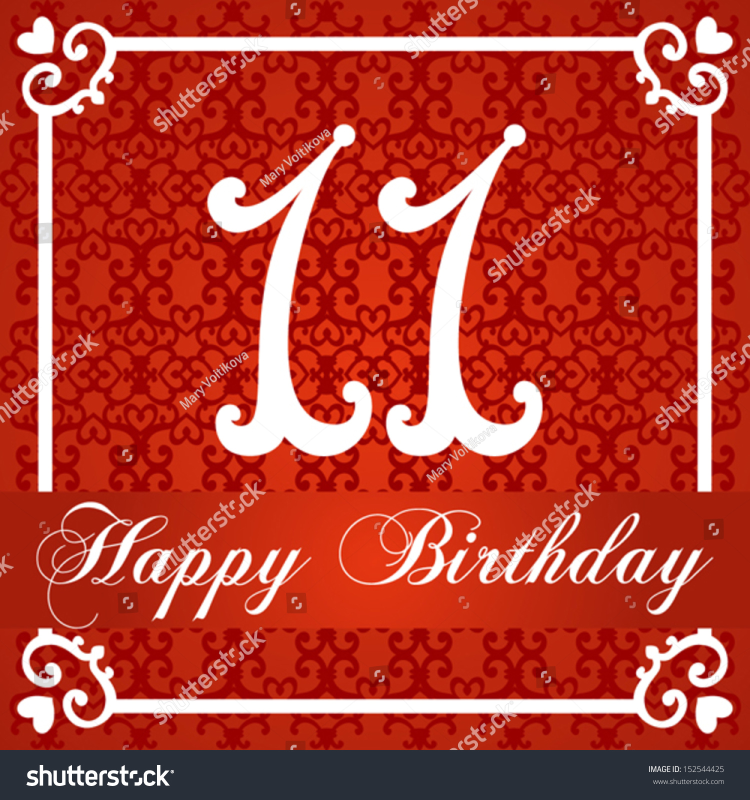 Happy Birthday Card Number Eleven Vector Stock Vector 152544425 ...